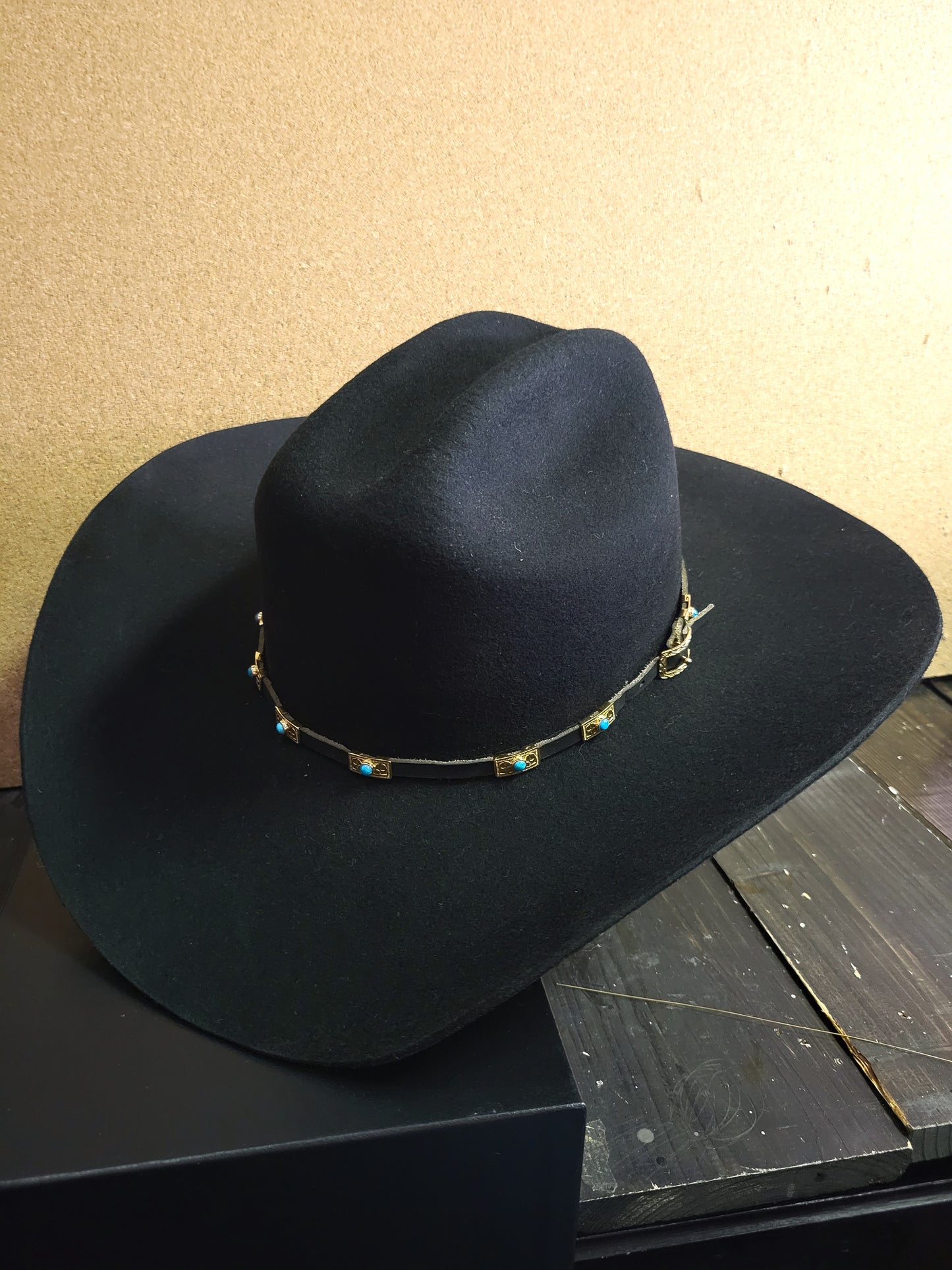 Peyote Bird - Rick Montano Gold Plated Hatband with Turquoise Inlay