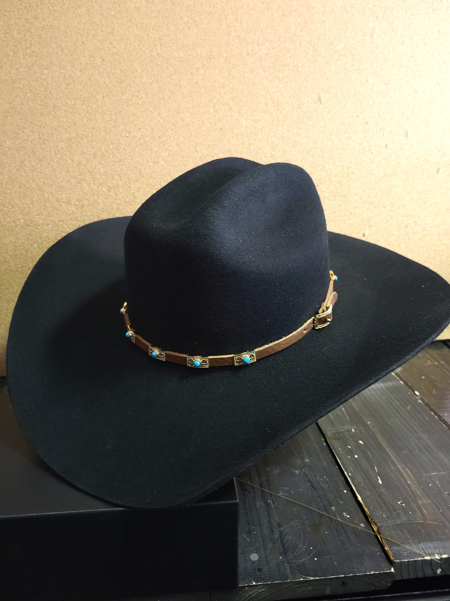 Peyote Bird - Rick Montano Gold Plated Hatband with Turquoise Inlay