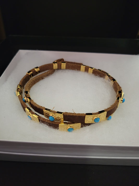 Peyote Bird - Rick Montano Gold Plated Hatband with Turquoise Inlay