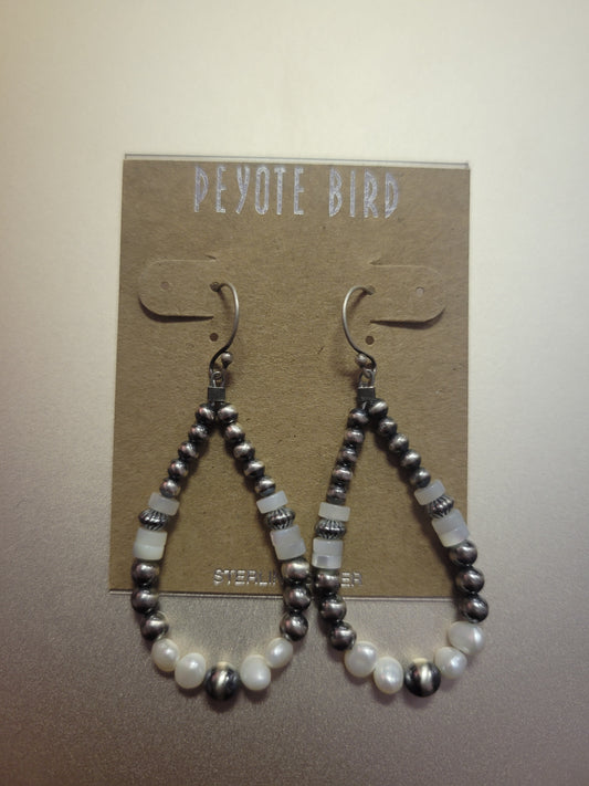 Cairn Matte Silver Hoop Earrings w/ Stones
