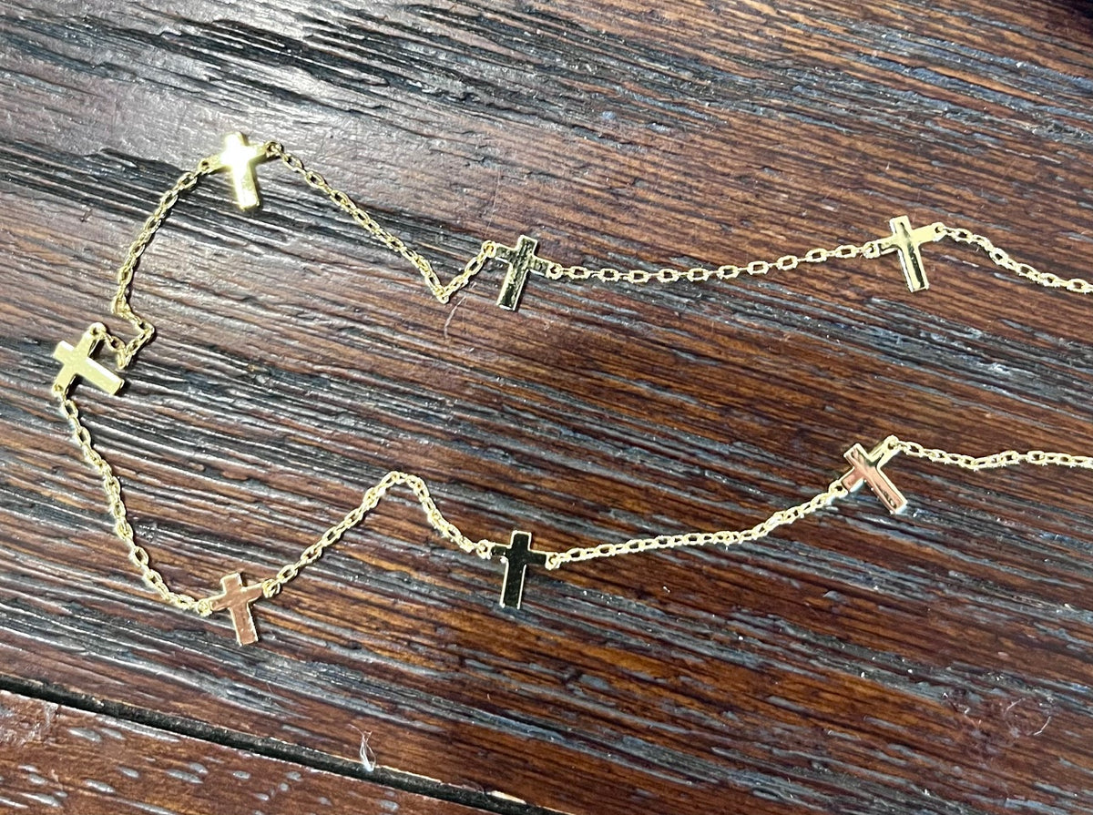 14K Gold Plated Cross Chain Hat Band