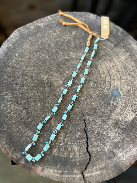 Peyote Bird Blue Quartz Rectangle Hat Band