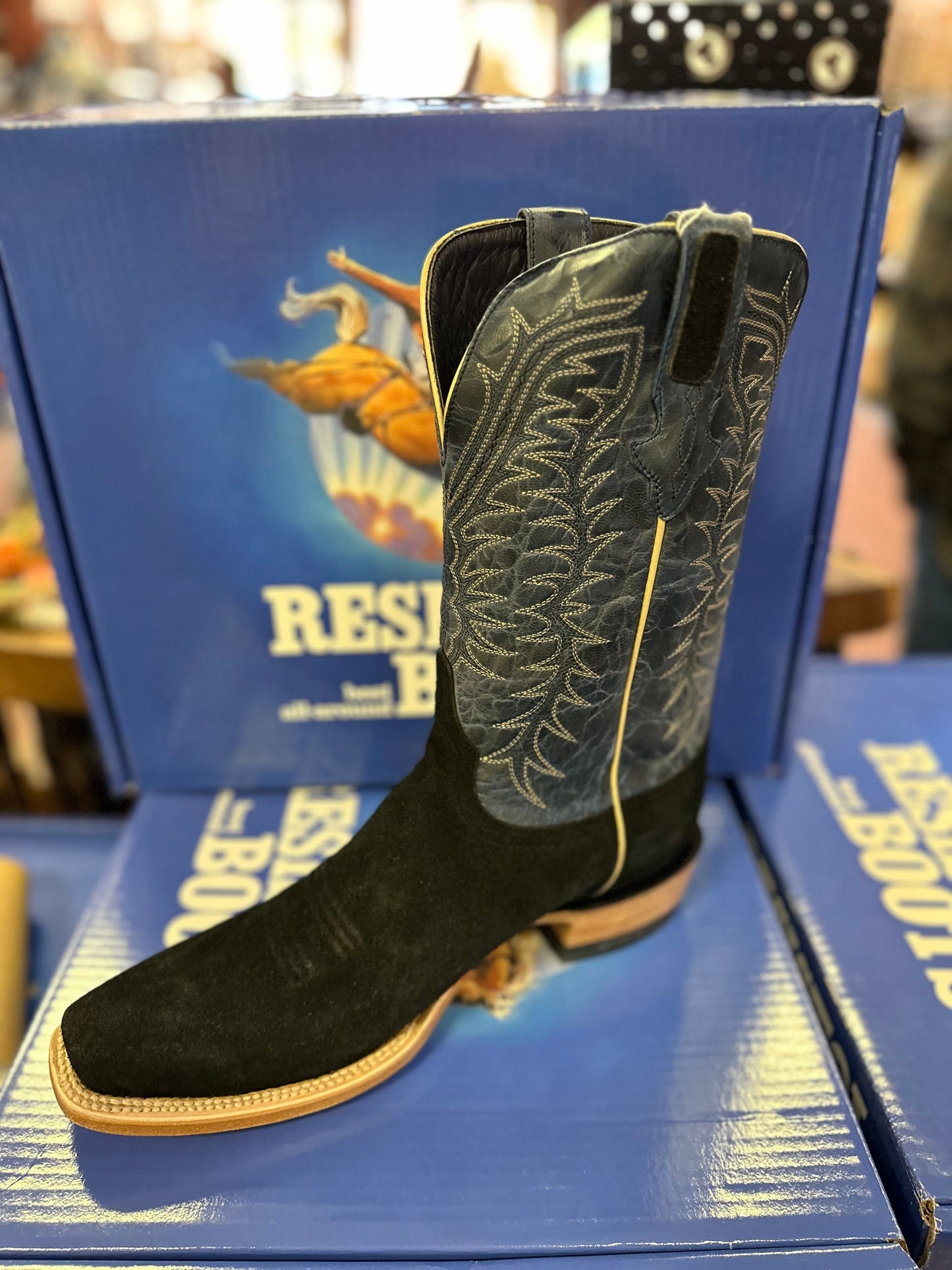 Resistol Boots - Rough Out - Cutter Toe - Black