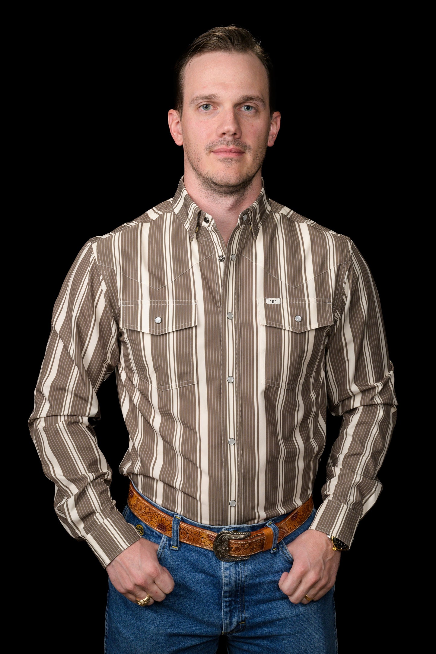 Ferrell Brand The Atlas in Green - Long Sleeve Snap Shirt