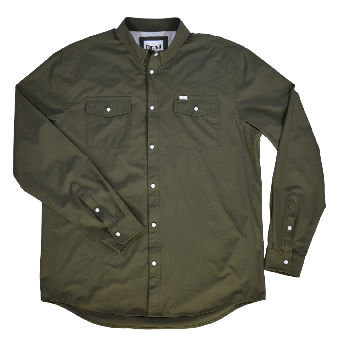 Ferrell CORE - Men's Olive Green Long Sleeve Snap Shirt