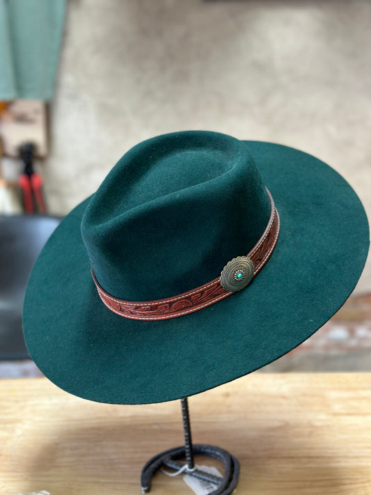 Flat Brim Cowboy Hat in Turquoise