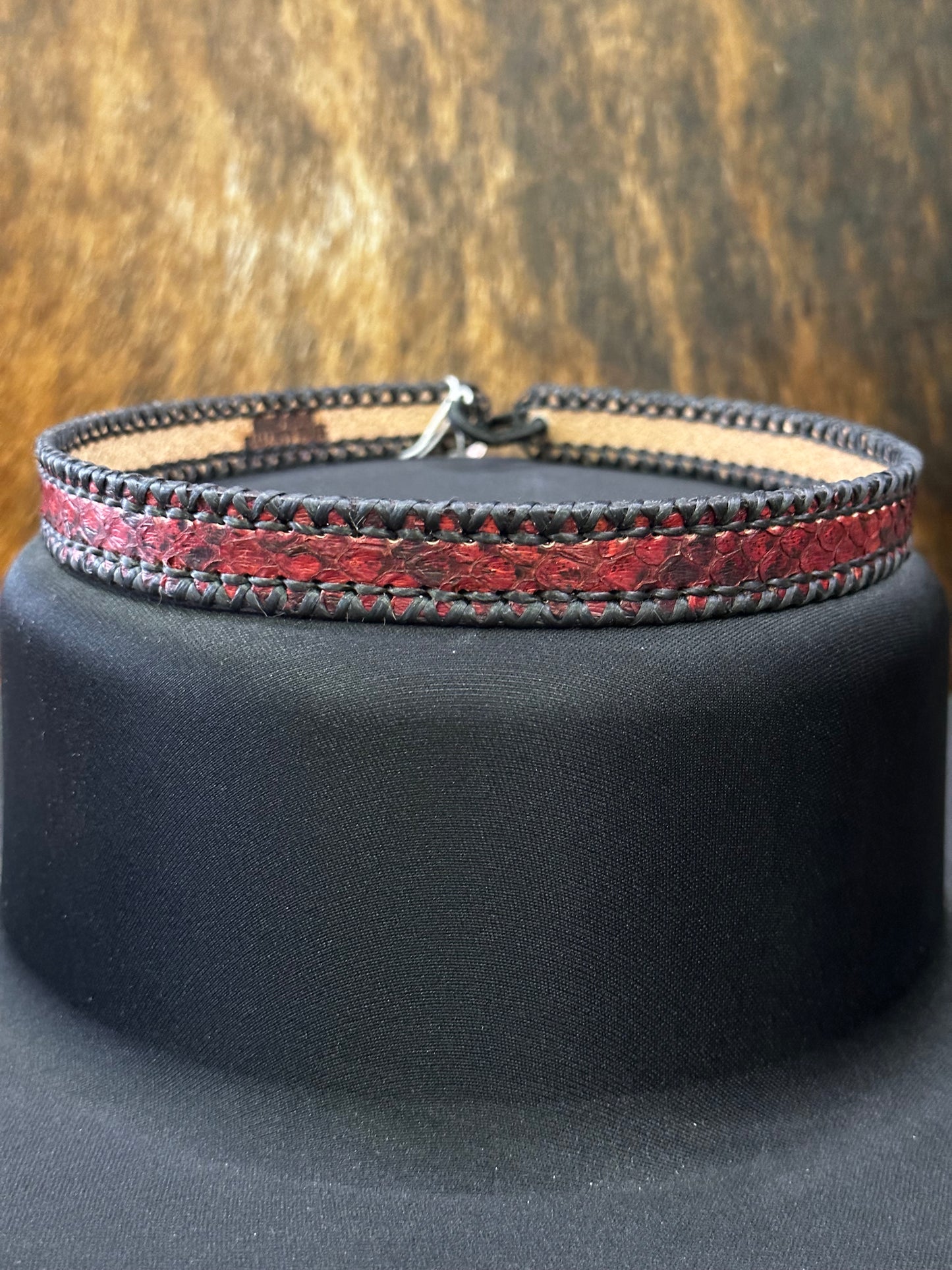 Hallett Peak Python Hatband - Ox Blood Red