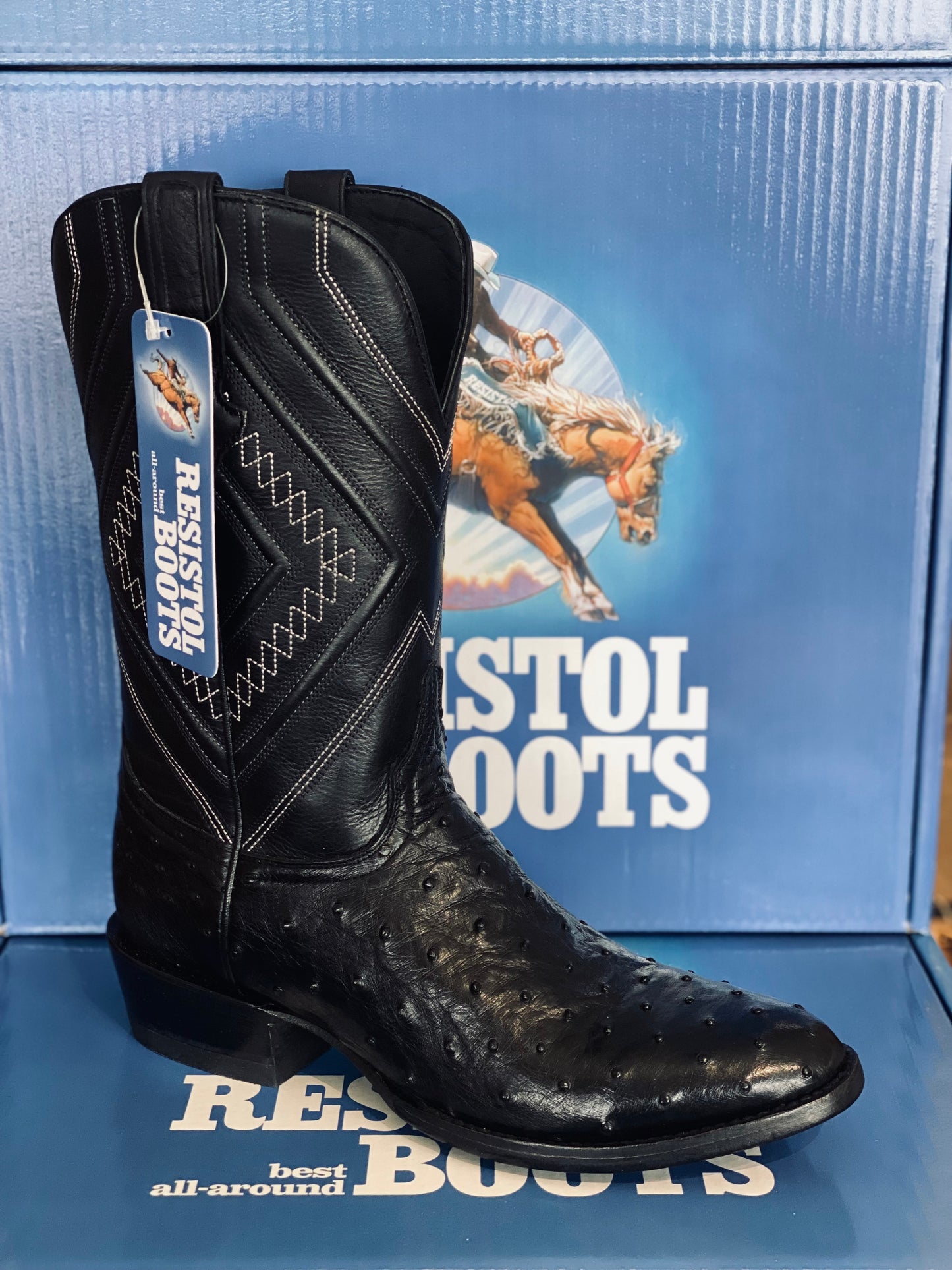 Resistol Black Gold Full Quill Ostrich Boots