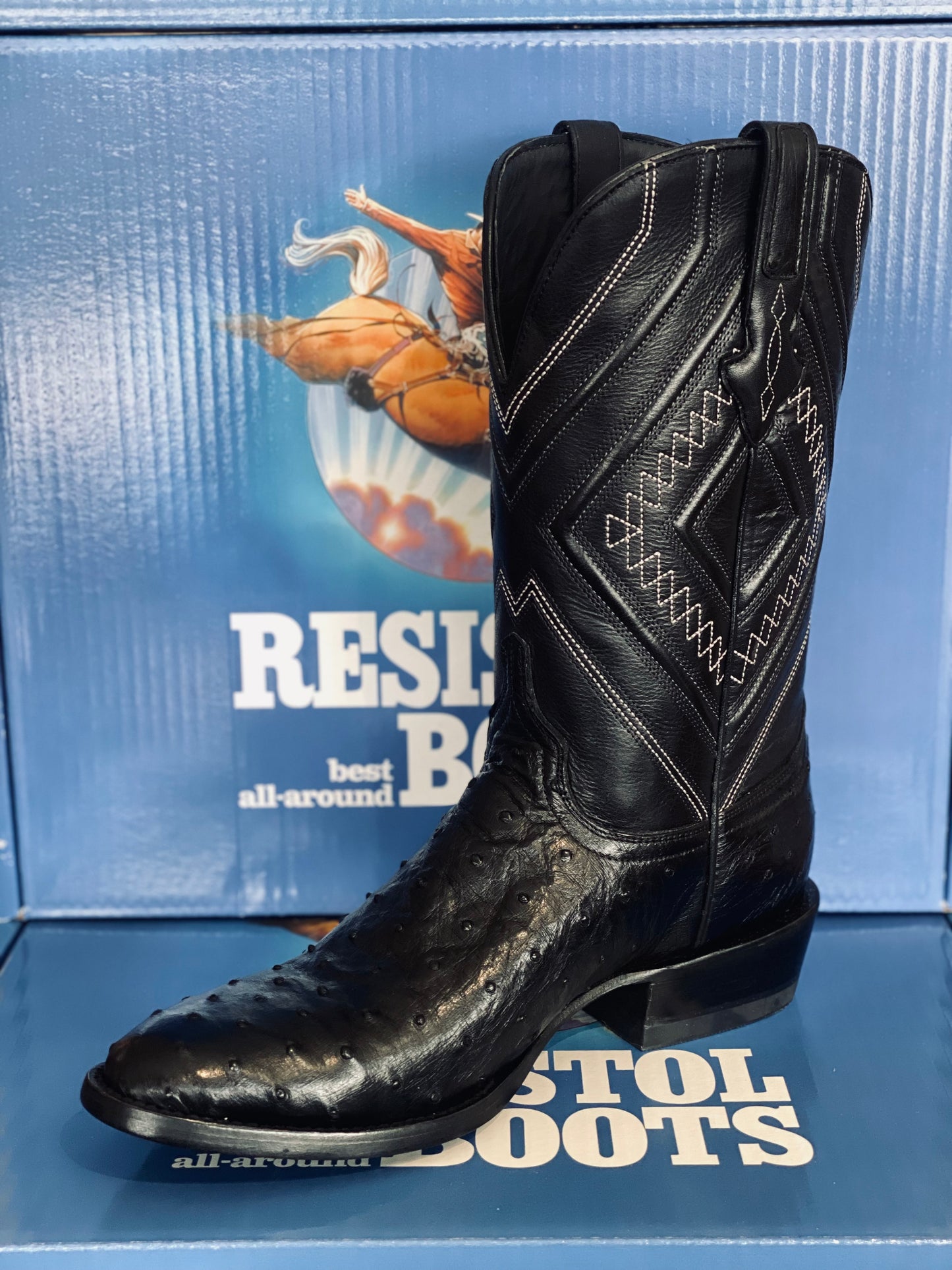 Resistol Black Gold Full Quill Ostrich Boots