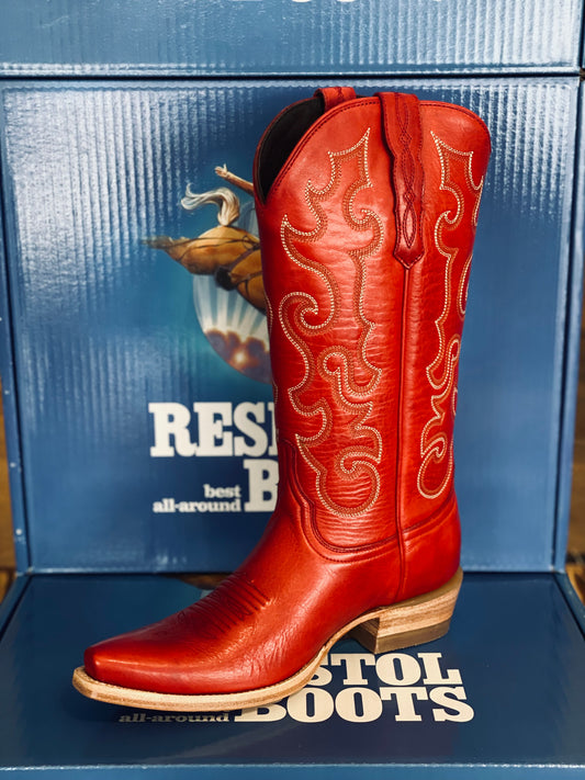 Resistol Red Cowhide Pointed Toe Women's Boots