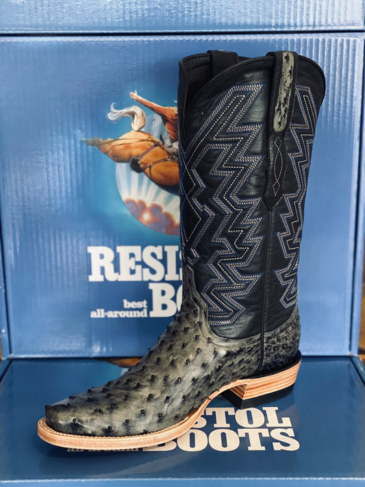 Resistol Grey Full Quill Ostrich Boots