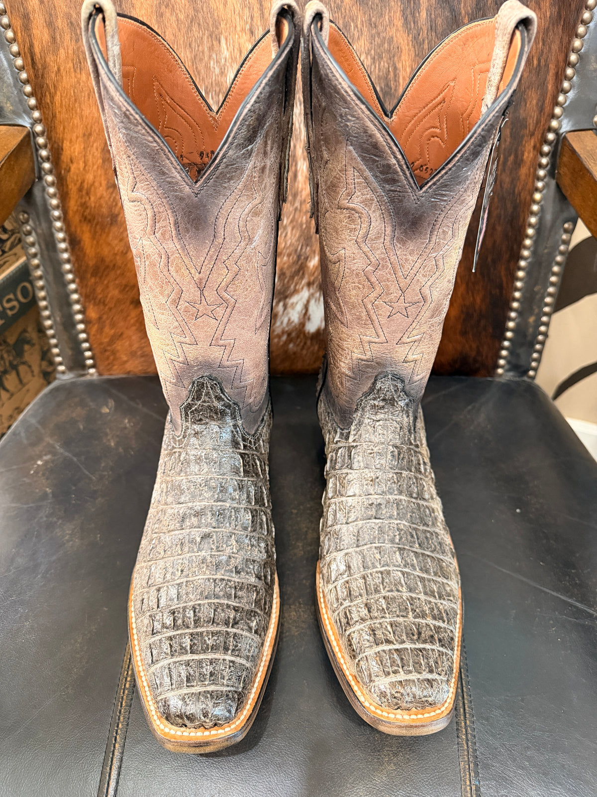 Black Jack Natural Caiman Hornback Boots (BODY-CUT)