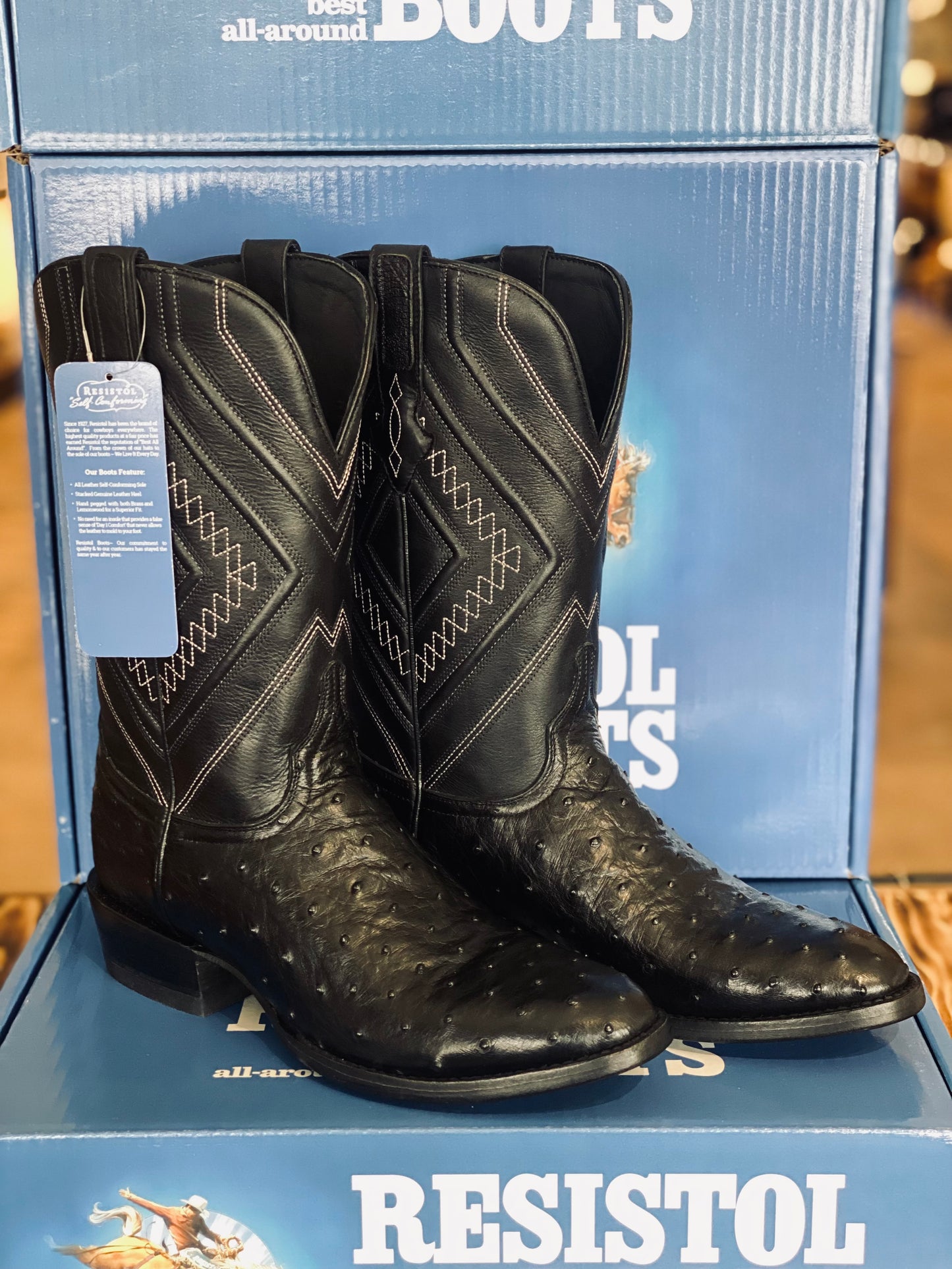 Resistol Black Gold Full Quill Ostrich Boots