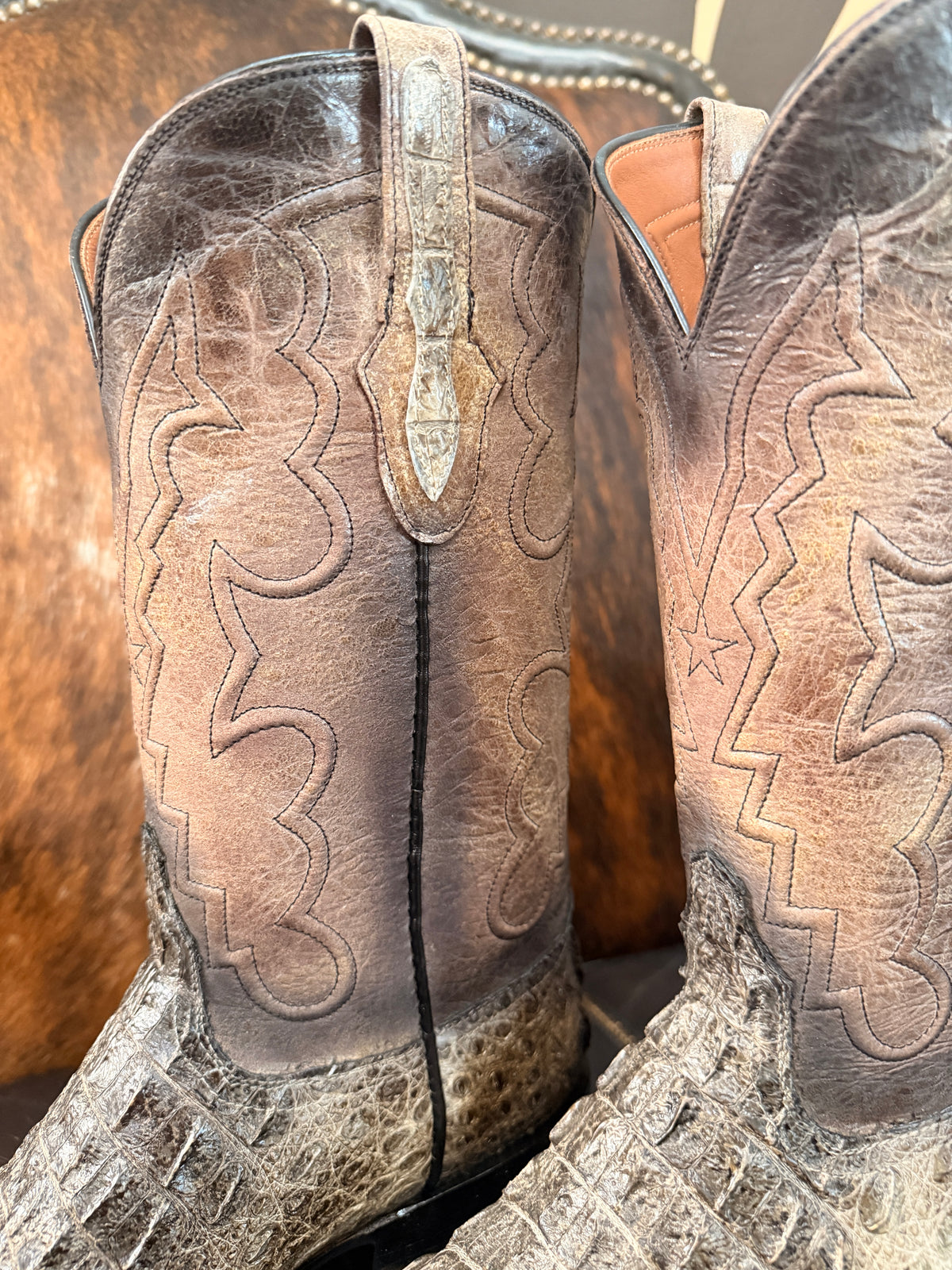 Black Jack Natural Caiman Hornback Boots (BODY-CUT)
