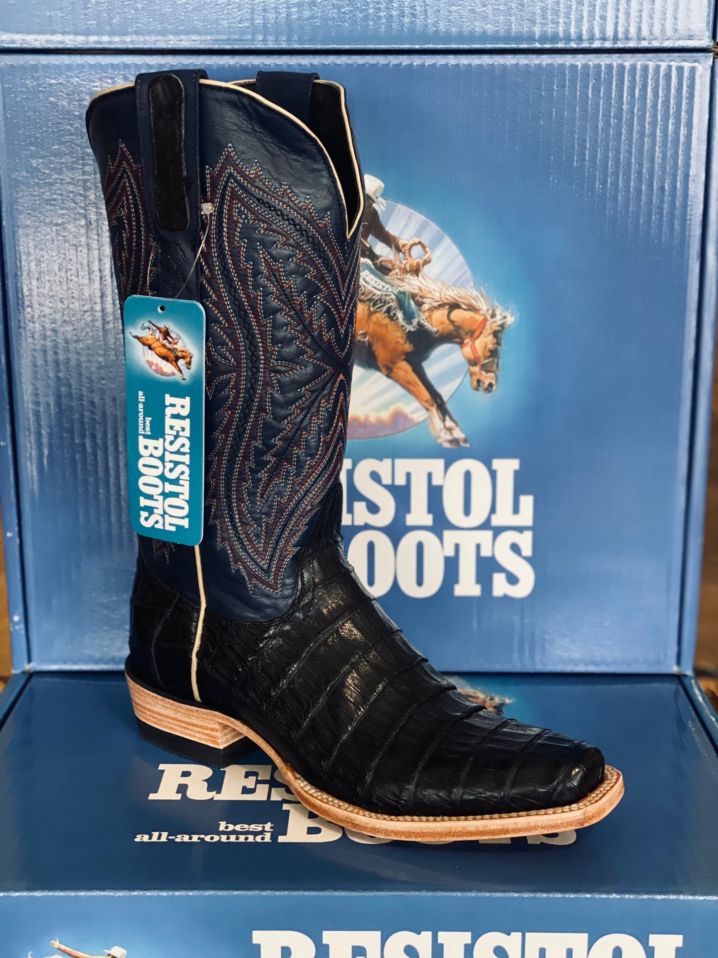 Resistol Black Caiman Cutter Toe Boots