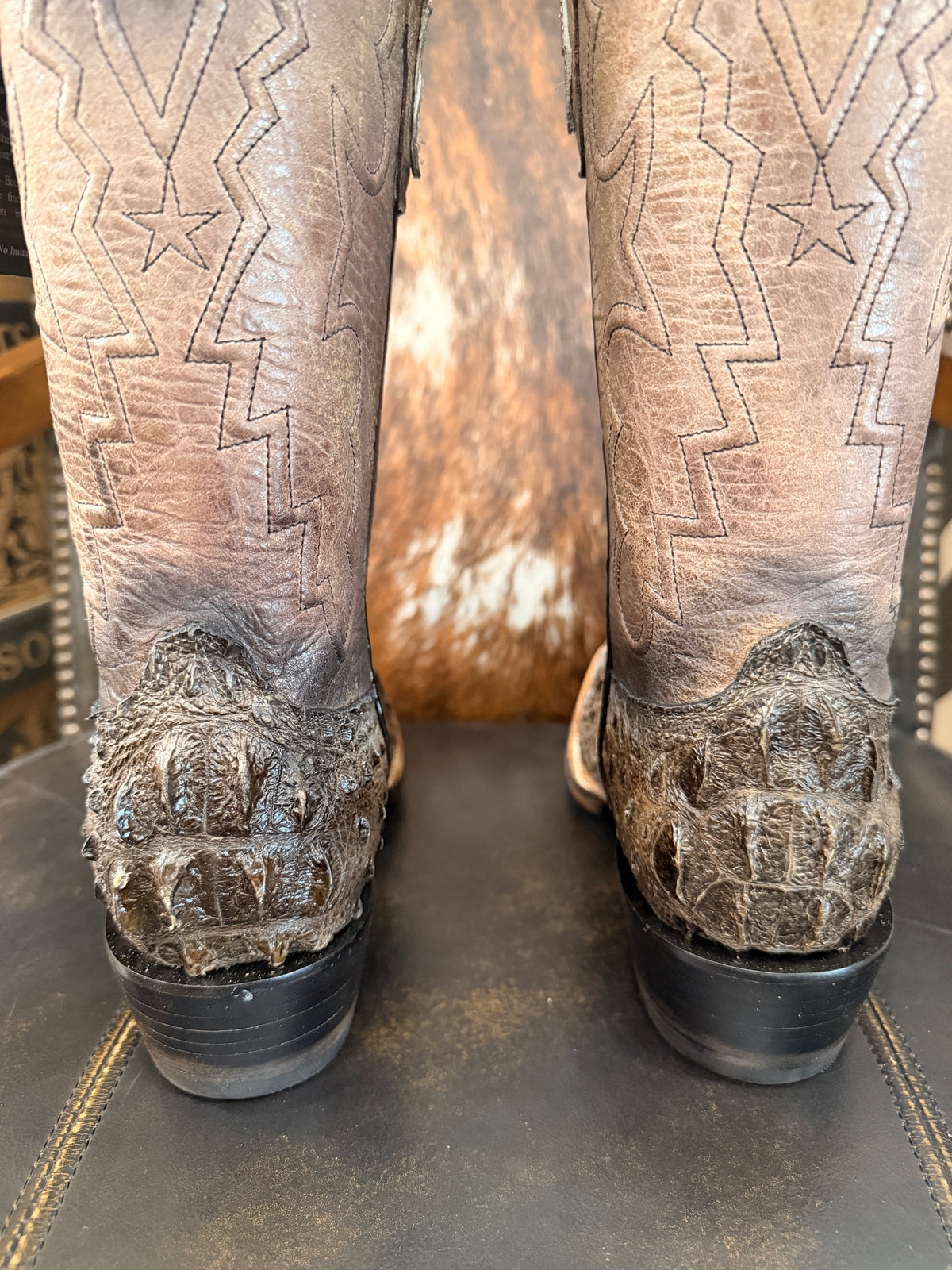 Black Jack Natural Caiman Hornback Boots (BODY-CUT)