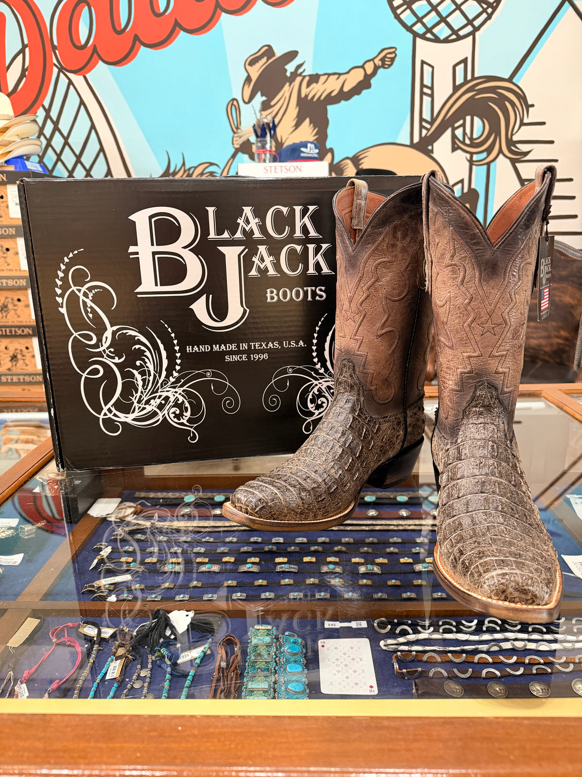 Black Jack Natural Caiman Hornback Boots (BODY-CUT)