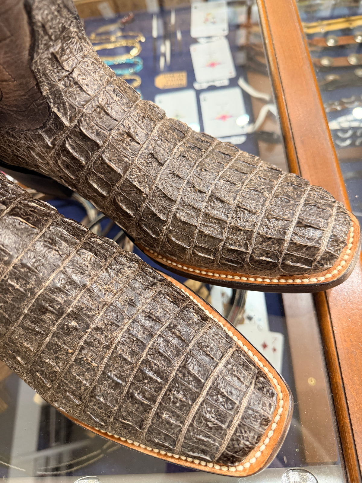 Black Jack Natural Caiman Hornback Boots (BODY-CUT)