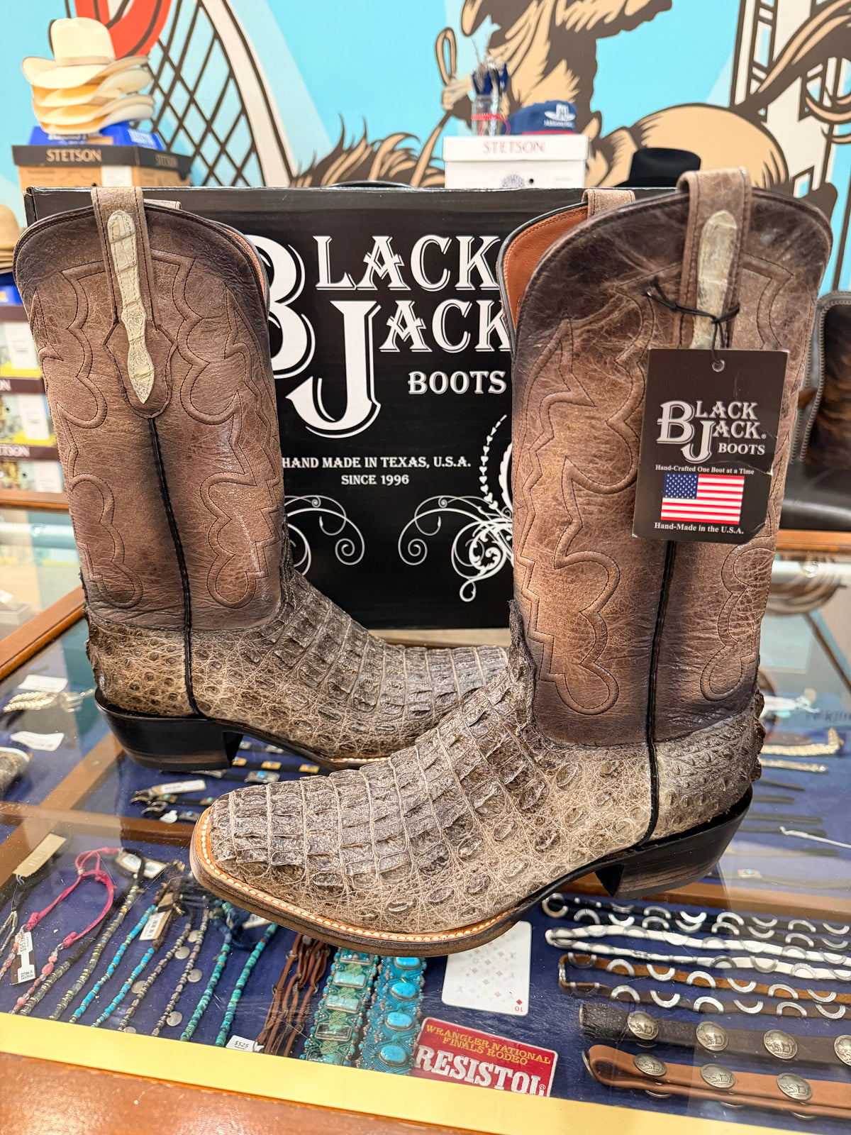 Black Jack Natural Caiman Hornback Boots (BODY-CUT)