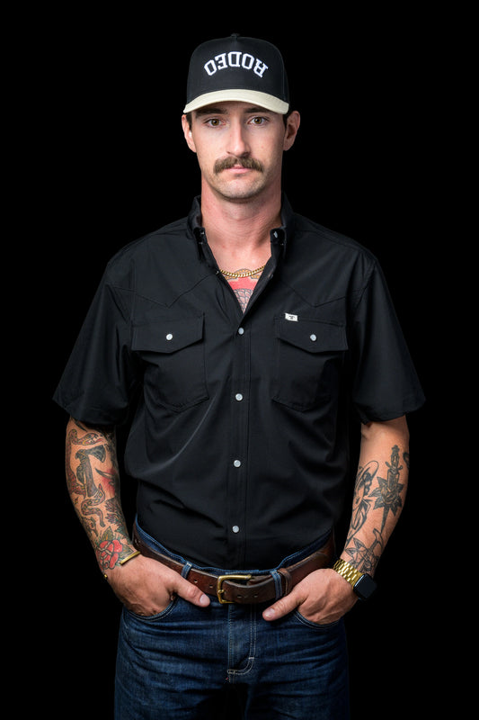 FERRELL BRAND CORE - Men's Black Short Sleeve Snap Shirt
