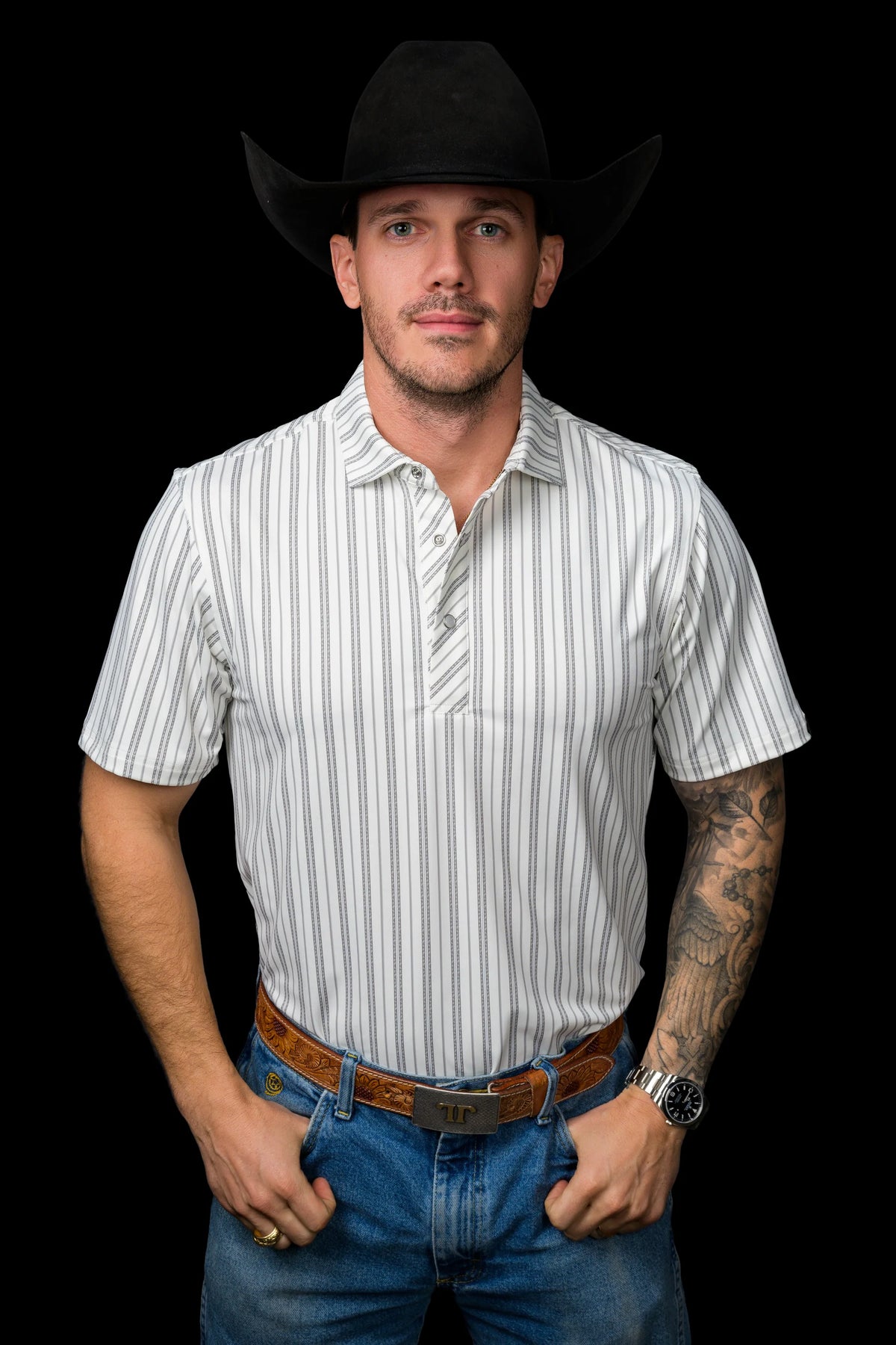 Ferrell Brand - The Jack Pearl Snap Polo in Cream