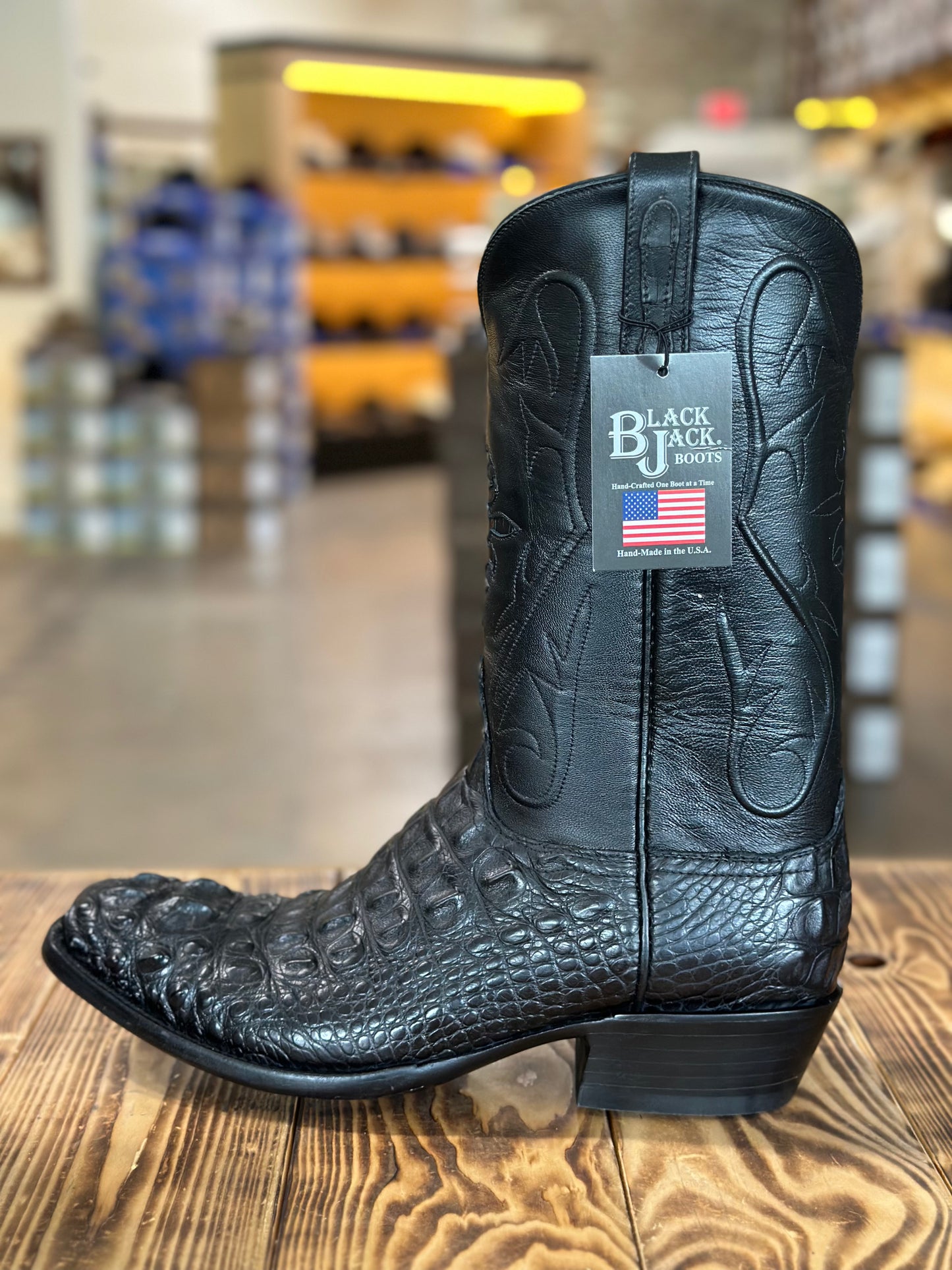 Black Jack Hornback Alligator Black Cowboy Boots