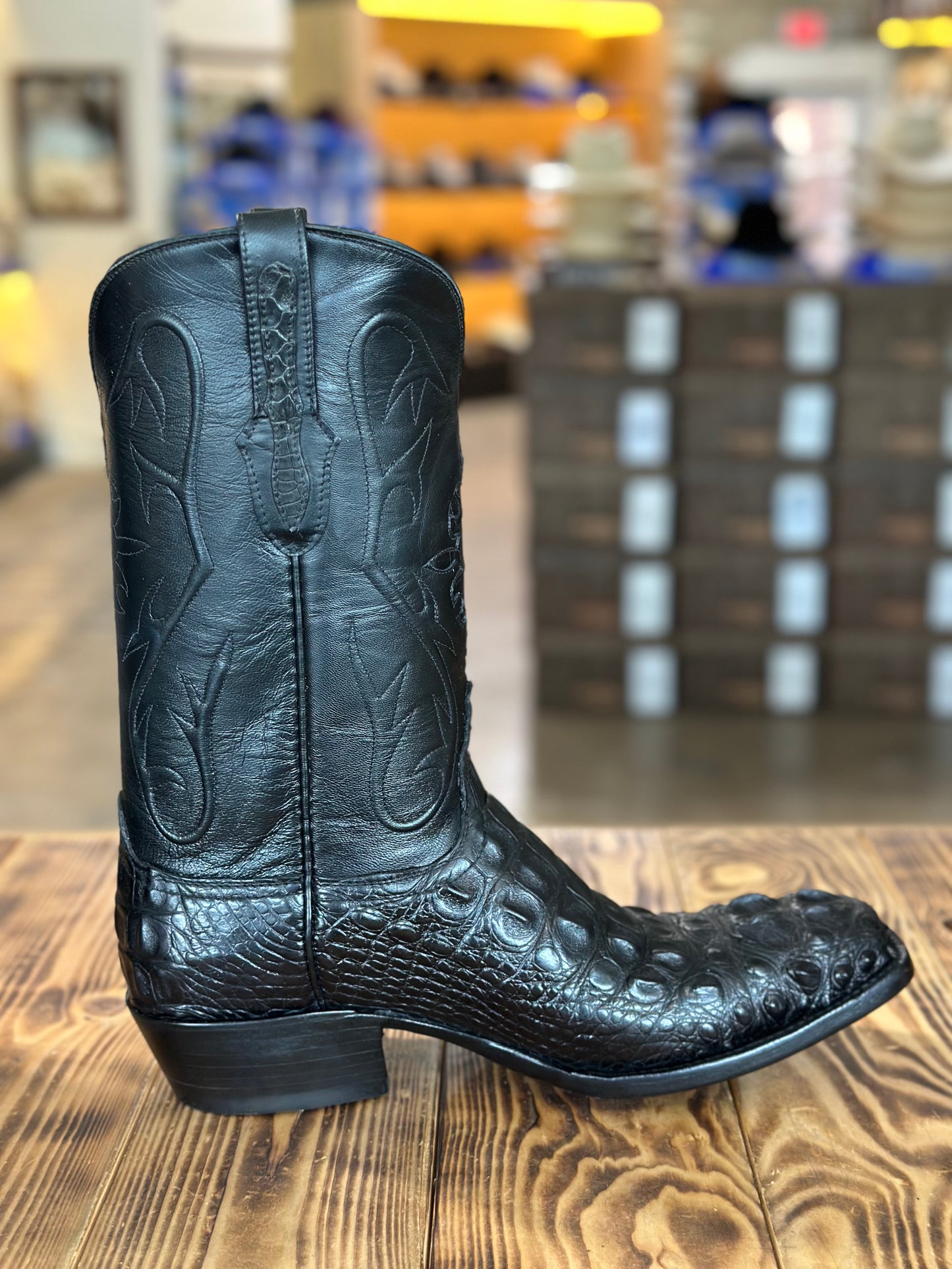 Black Jack Hornback Alligator Black Cowboy Boots