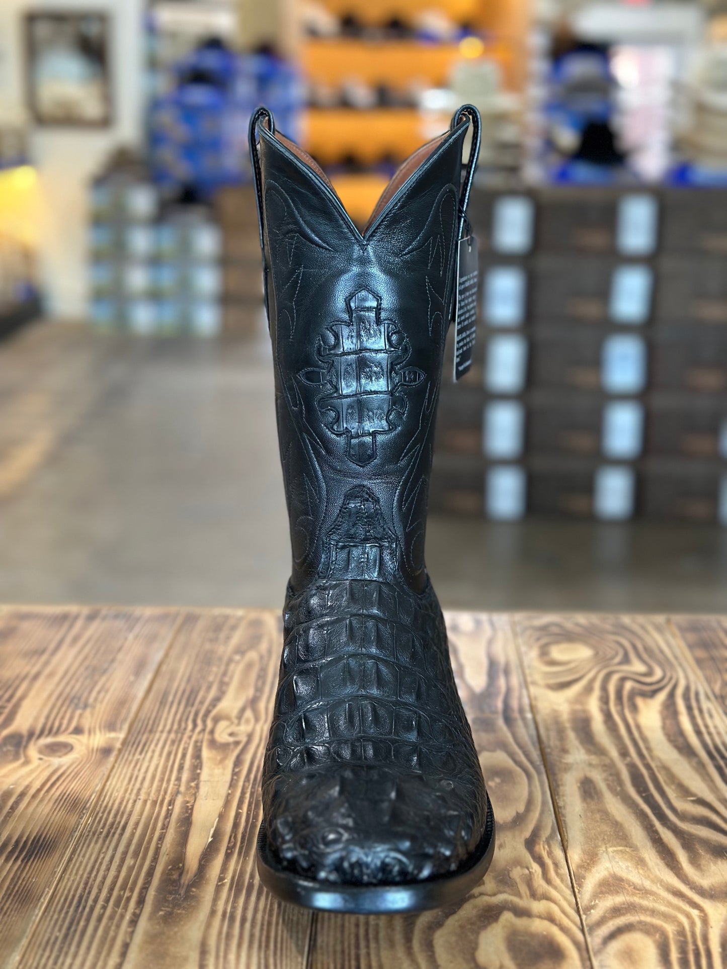 Black Jack Hornback Alligator Black Cowboy Boots