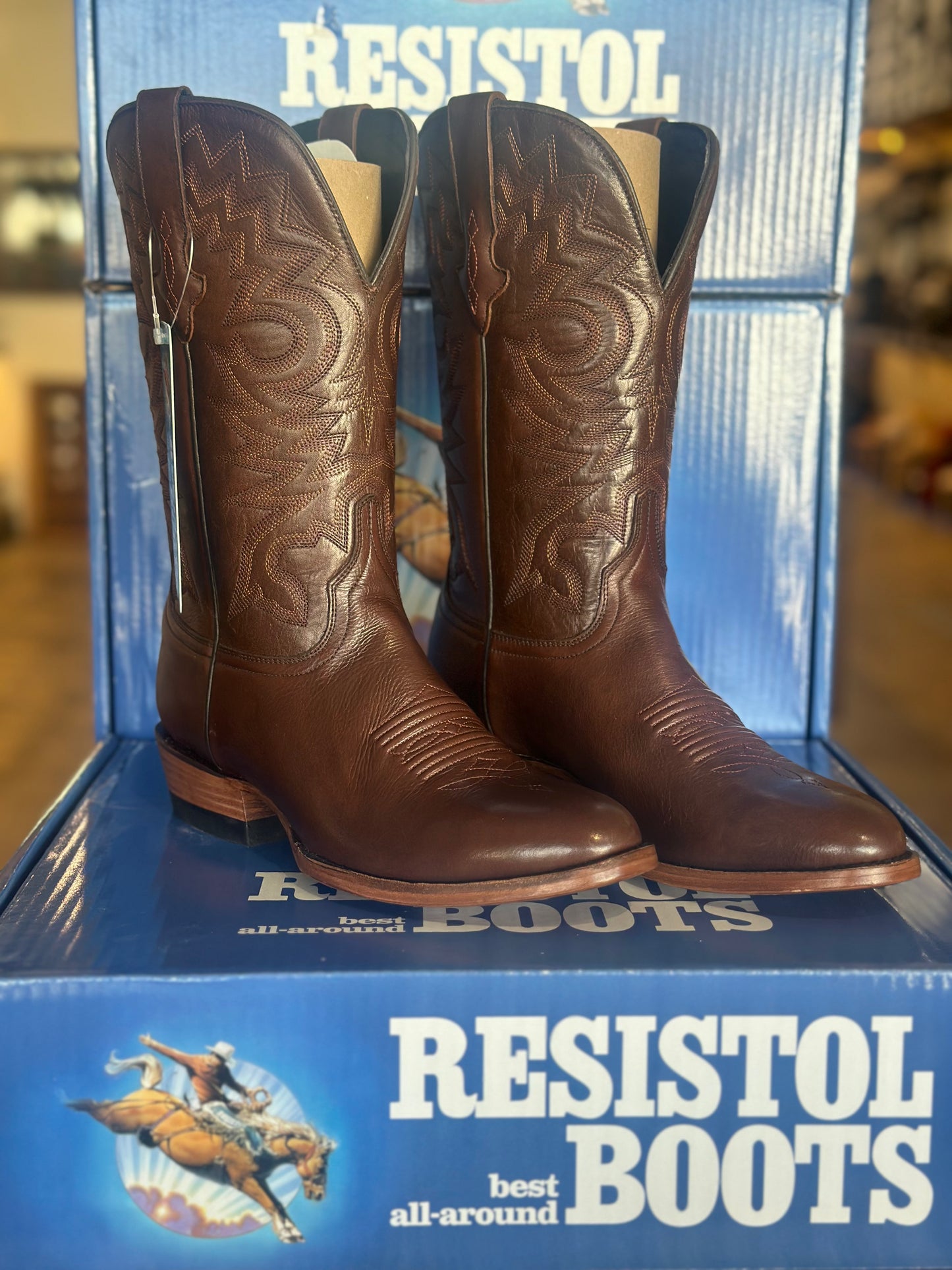 Resistol Brown Gold Jersey Cowhide Boots