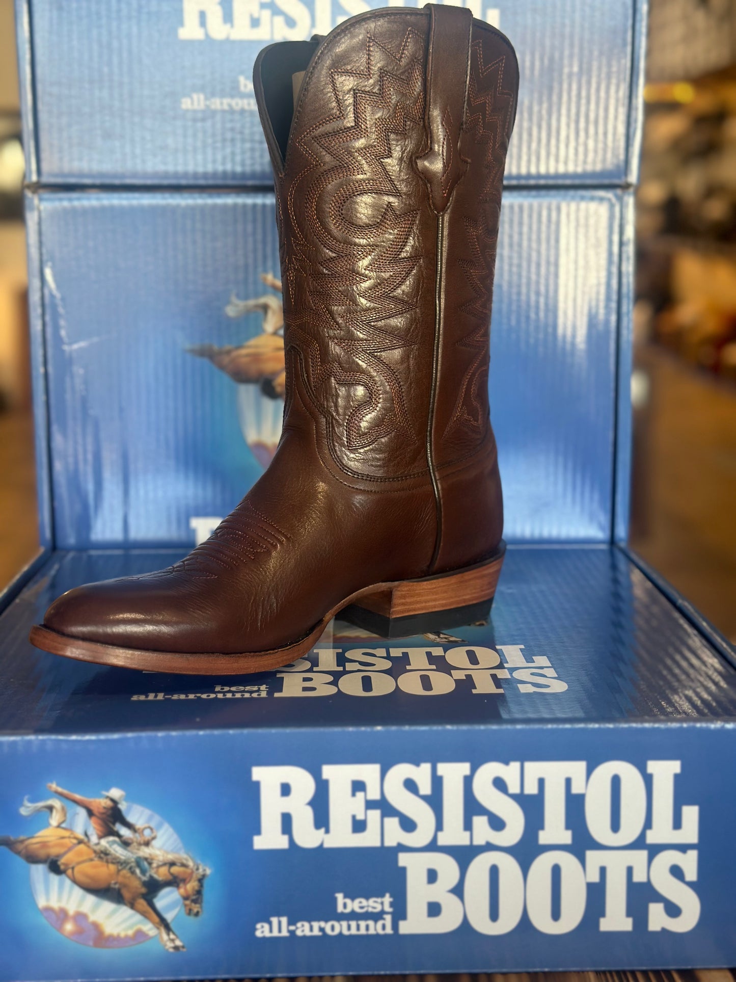 Resistol Brown Gold Jersey Cowhide Boots