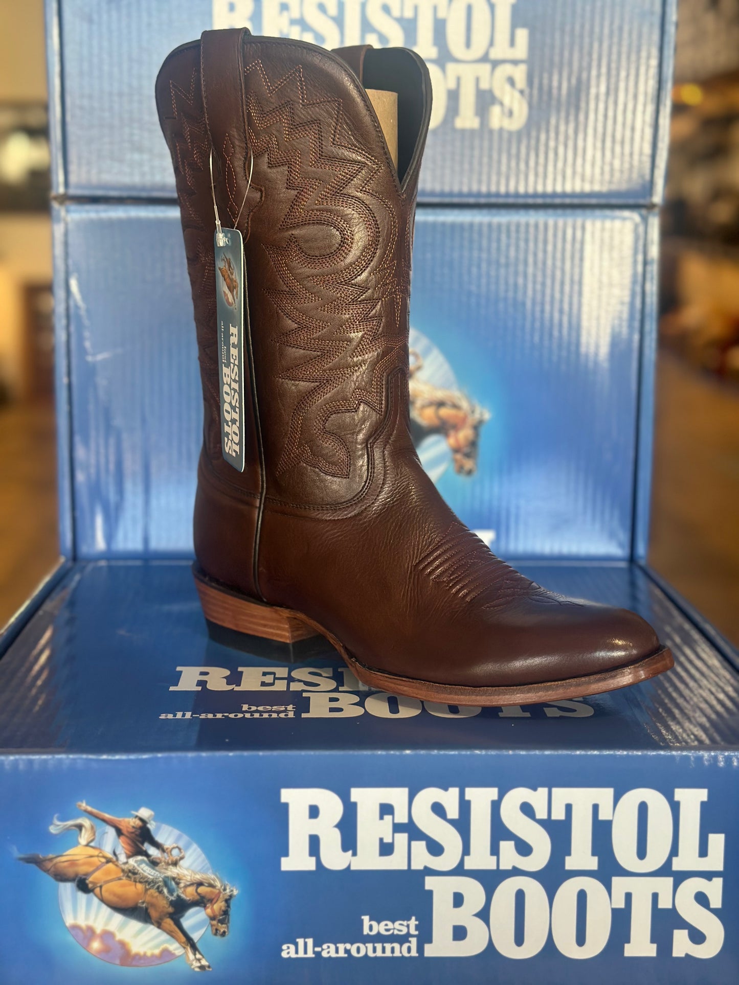 Resistol Brown Gold Jersey Cowhide Boots