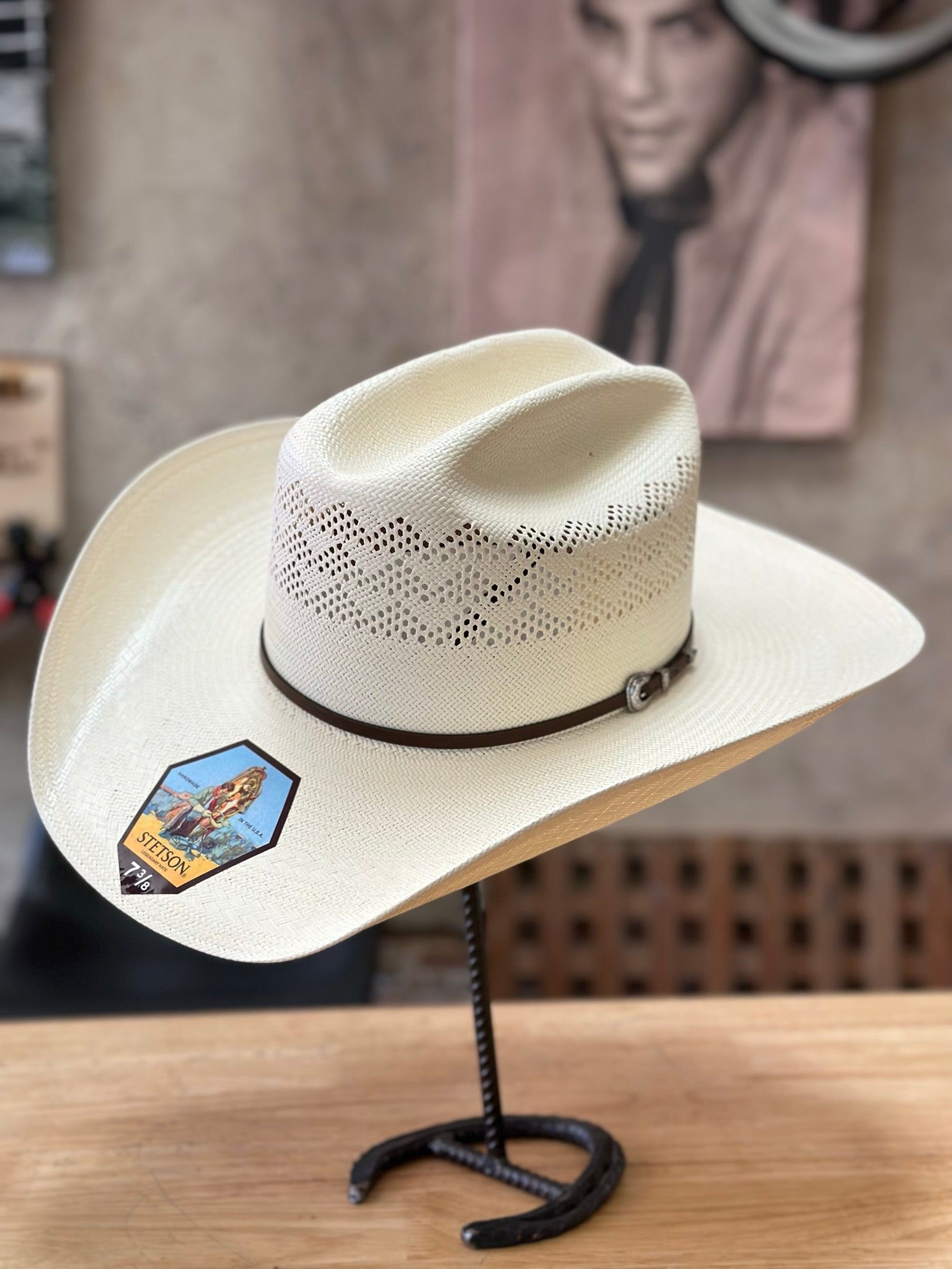 thumbnail image 2 of Stetson Rustic Straw Hat - Mexican Palm With Leather Hatband & Chin Strap 2 of 11