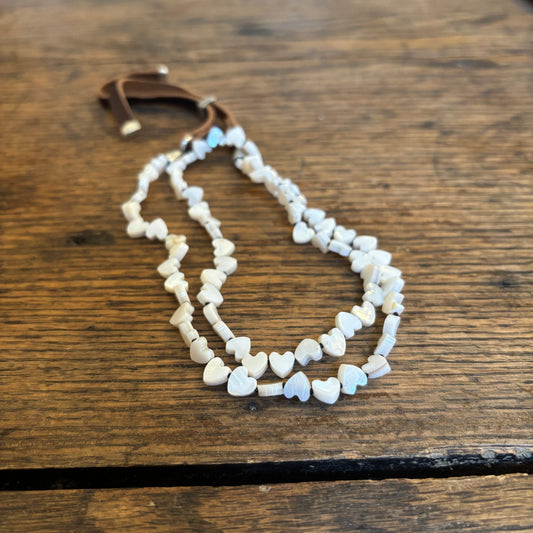 Tiny Mother of Pearl Heart Hat Band