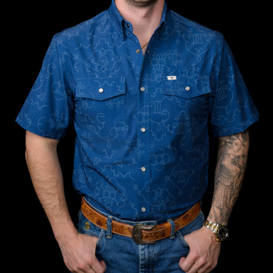 Ferrell Brand - The Carson in Blue Short Sleeve Snap