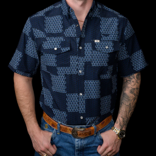 Ferrell Brand - The Dallas in Blue Short Sleeve Snap