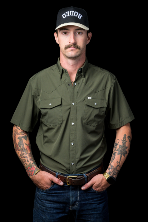 CORE - Men's Olive Green Short Sleeve Pearl Snap Shirt