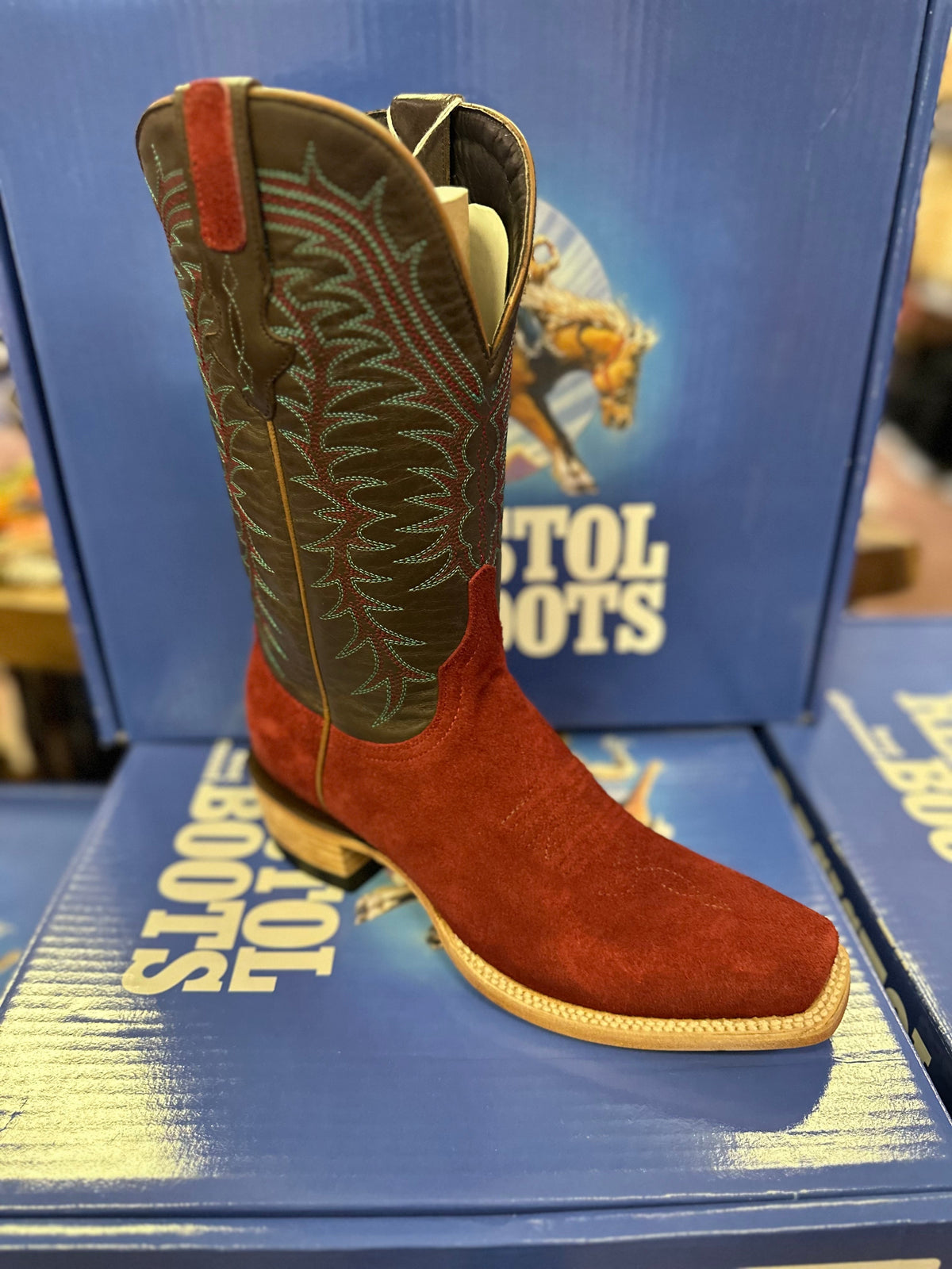 Top Hand Rough Out Cutter Toe Resistol Boots - Rough Out - Cutter Toe - Dark Red – McKinney Hat Company
