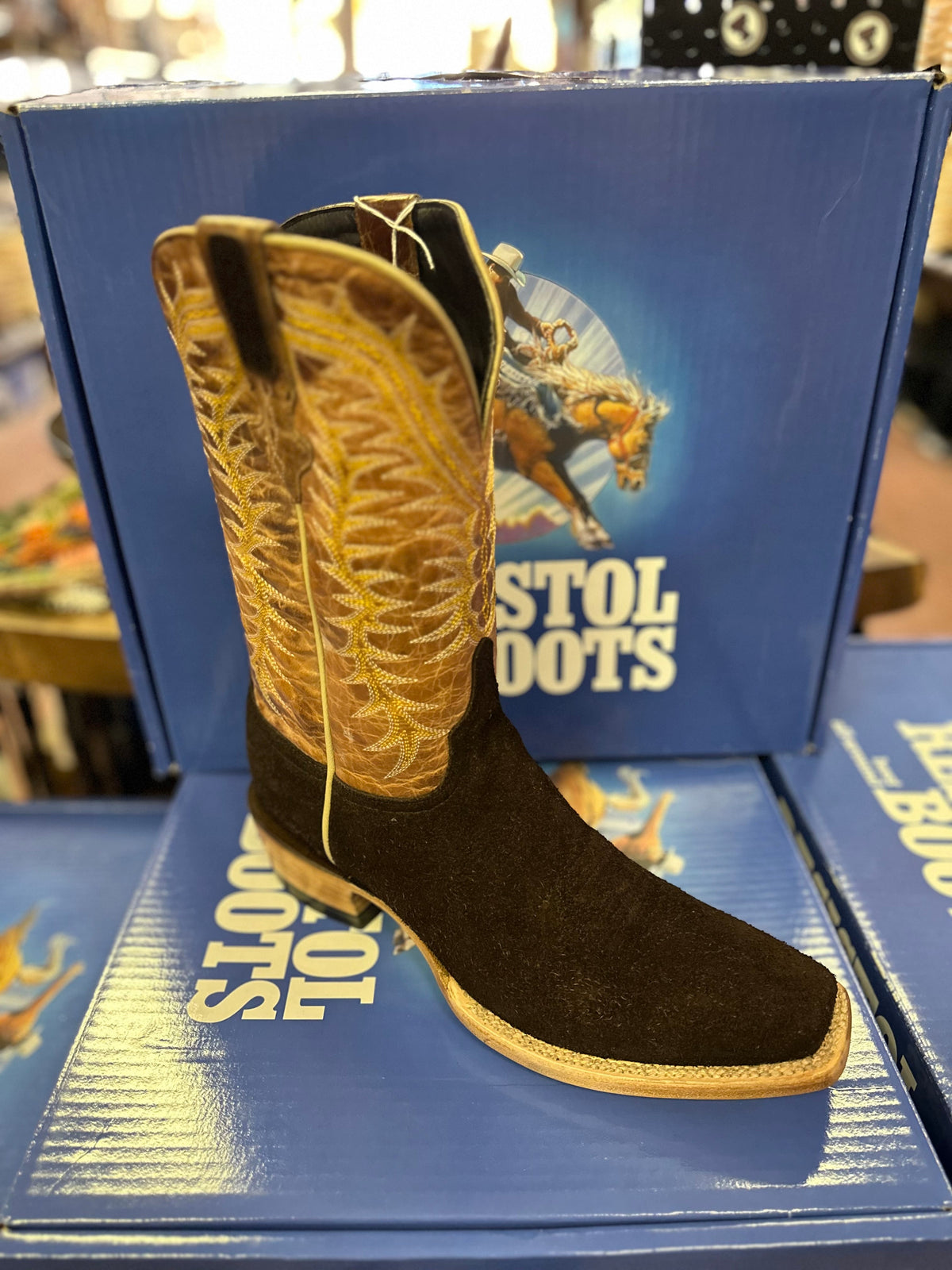 Top Hand Rough Out Cutter Toe Resistol Boots - Rough Out - Cutter Toe - Chocolate – McKinney Hat Company
