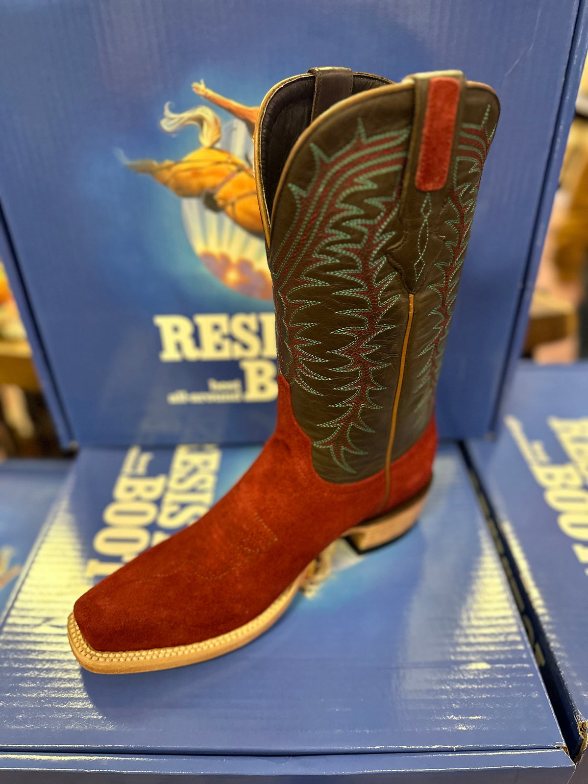Top Hand Rough Out Cutter Toe Resistol Boots - Rough Out - Cutter Toe - Dark Red – McKinney Hat Company