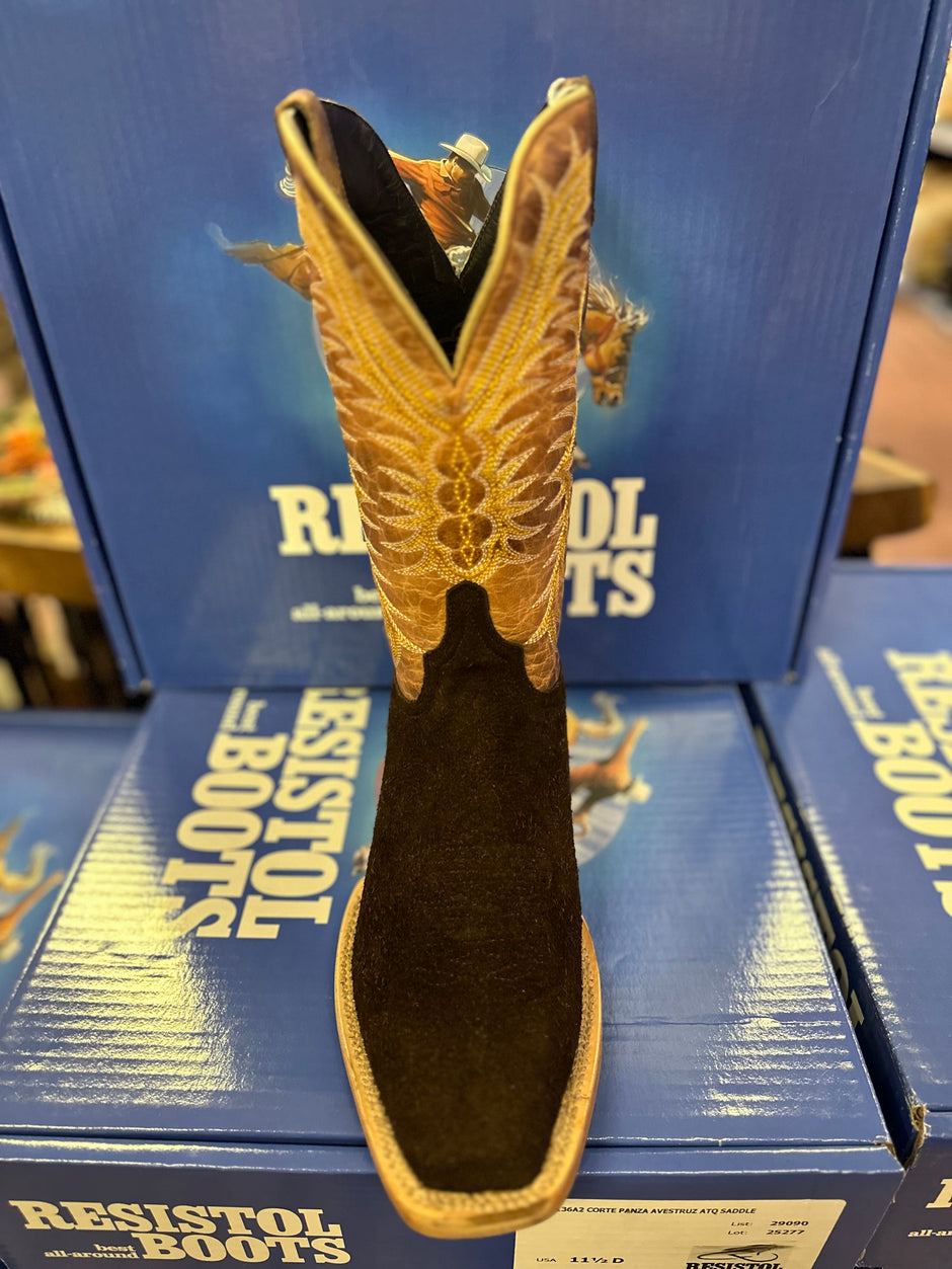 Top Hand Rough Out Cutter Toe Resistol Boots for Men & Women | Resistol Cowboy Boots – McKinney Hat ...