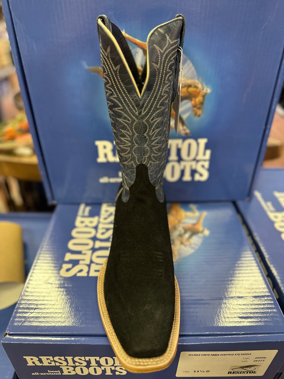 Top Hand Rough Out Cutter Toe Resistol Boots - Rough Out - Cutter Toe - Black – McKinney Hat Company