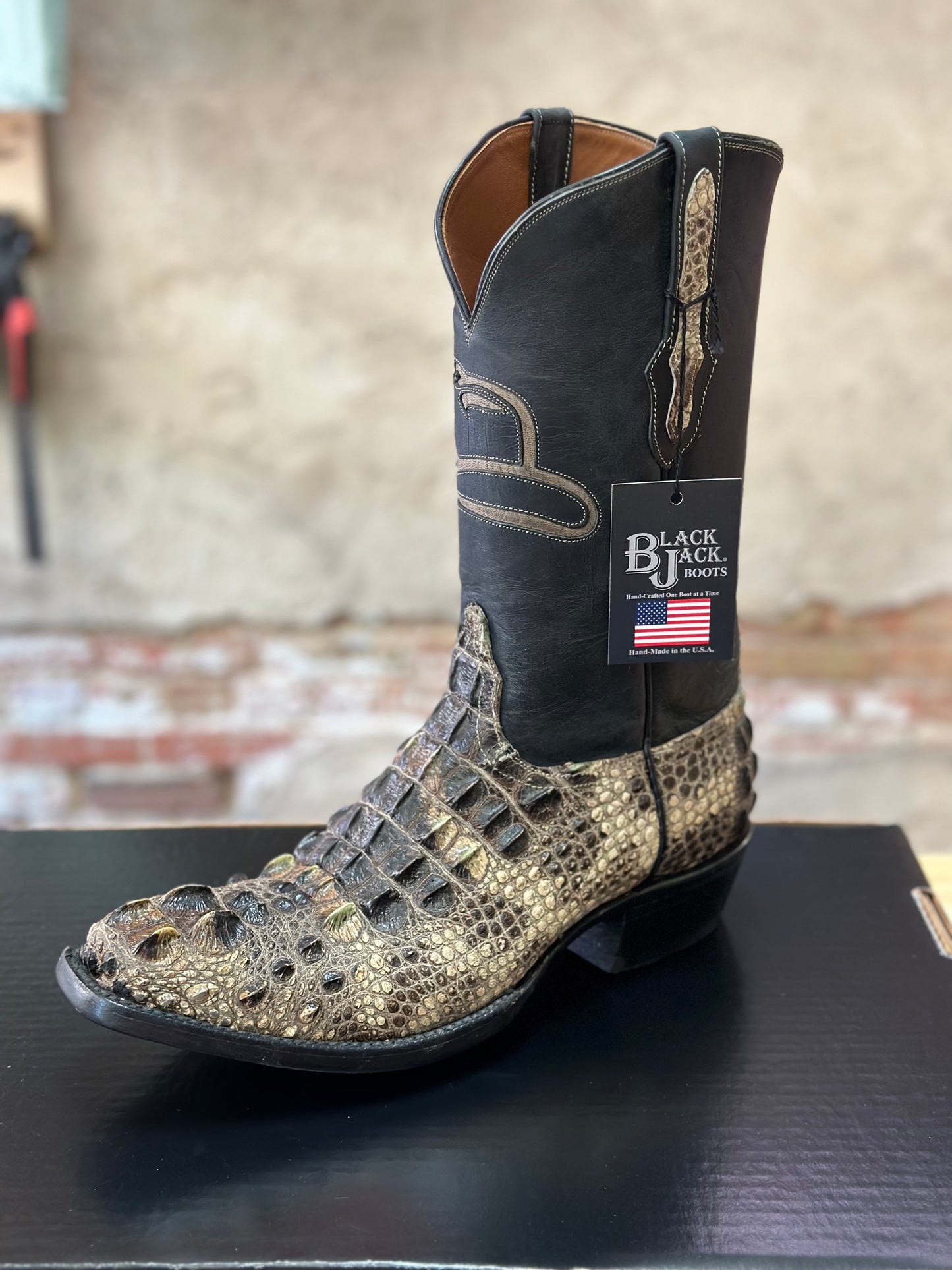 Black Jack Natural Alligator Boots (Hornback)