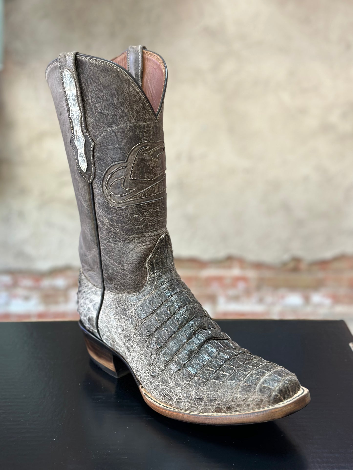 Black Jack Natural Caiman Hornback Boots BODY CUT McKinney Hat