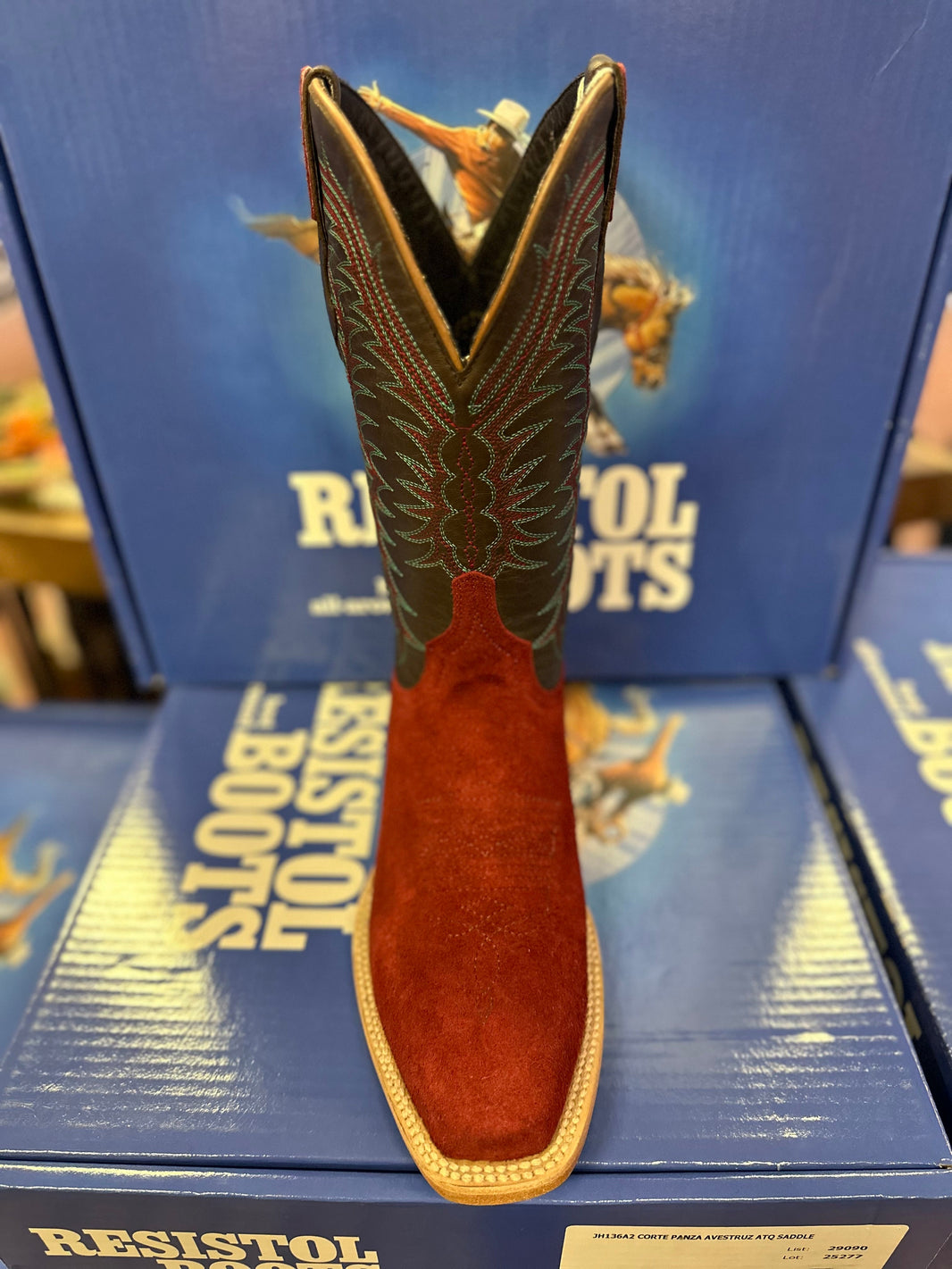 Top Hand Rough Out Cutter Toe Resistol Boots for Men & Women | Resistol Cowboy Boots – McKinney Hat ...