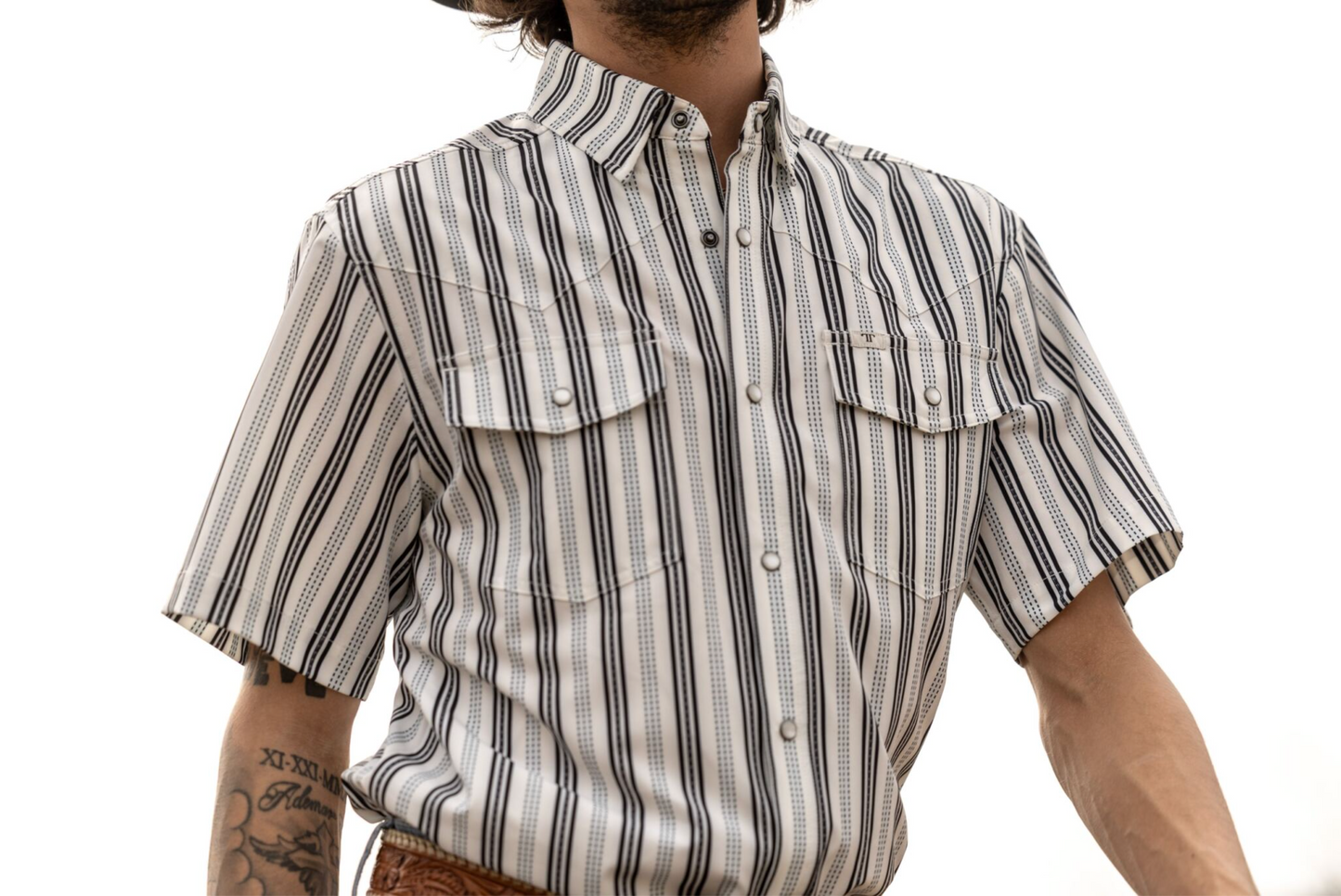 Ferrell Brand - The Jake in White - Short Sleeve Pearl Snap Shirt