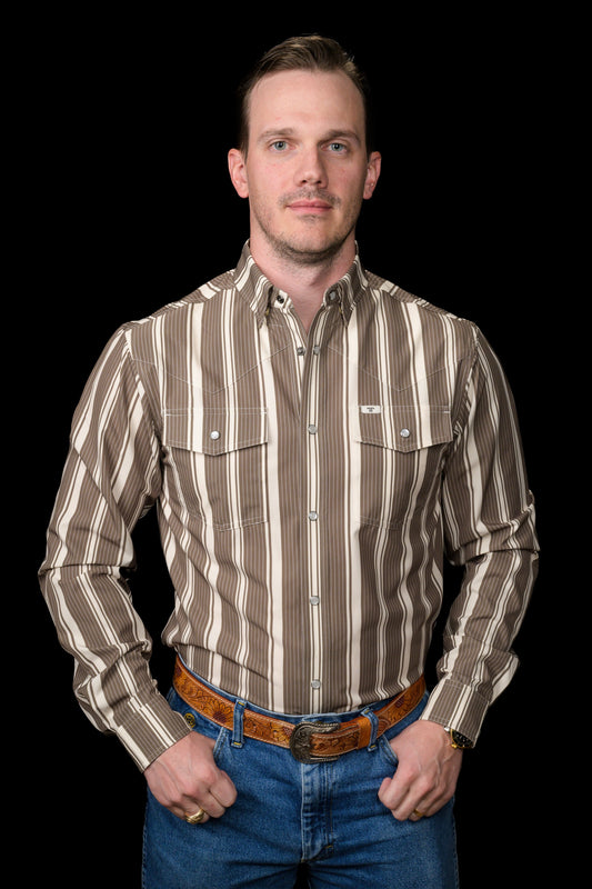 Ferrell Brand The Atlas in Green - Long Sleeve Snap Shirt