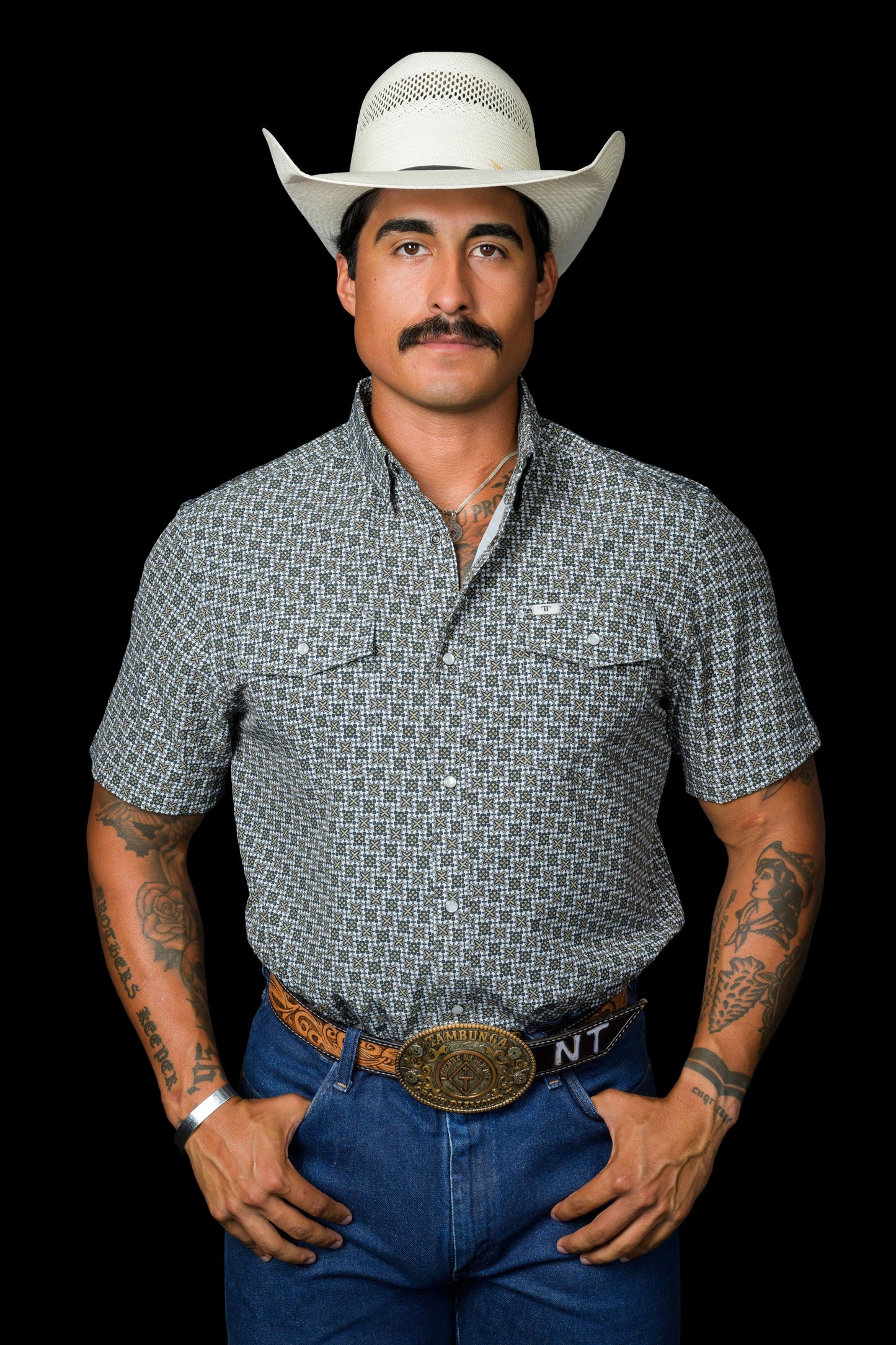 FERRELL BRAND - THE COLTON IN GREEN - SHORT SLEEVE SNAP