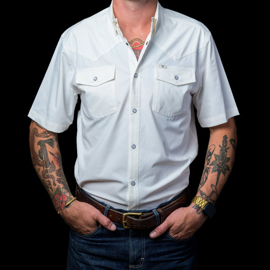 Ferrell Core - White Short Sleeve Snap Shirt