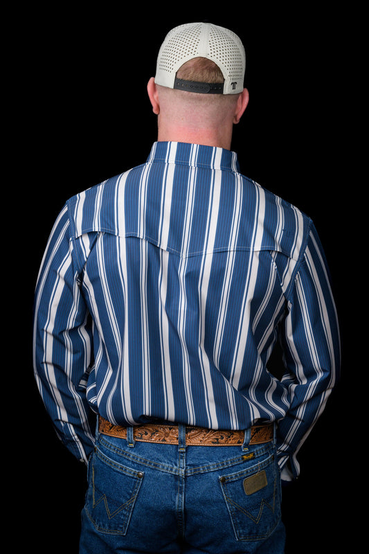 Ferrell Brand The Atlas in Blue - Long Sleeve Snap Shirt