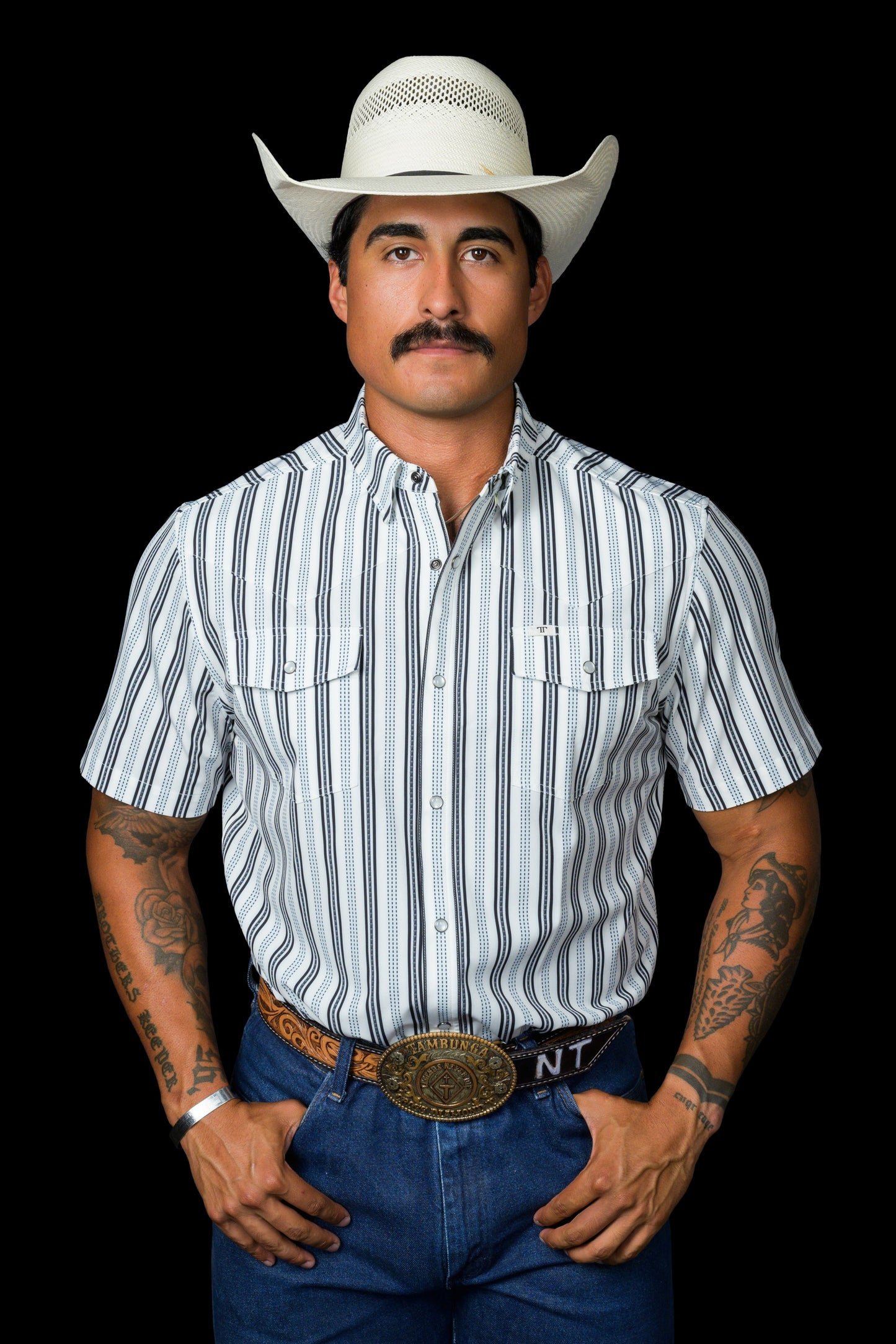Ferrell Brand - The Jake in White - Short Sleeve Pearl Snap Shirt